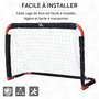 Voir la diapositive 4 : HOMCOM Set de 2 mini cages de football pliables avec filet - dim. 90L x 36l x 60H cm - métal époxy rouge oxford noir