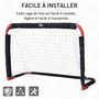Voir la diapositive 4 : HOMCOM Set de 2 mini cages de football pliables avec filet - dim. 90L x 36l x 60H cm - métal époxy rouge oxford noir