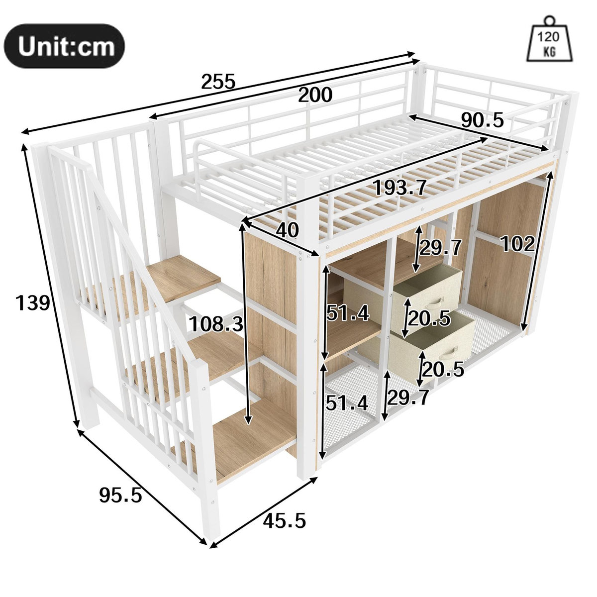 MERAX Lit mezzanine enfant