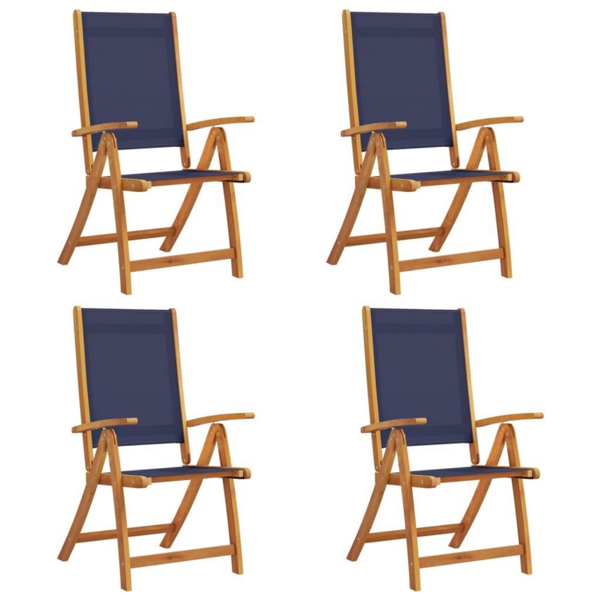 VIDAXL Chaises pliables de jardin lot de 4 bois d'acacia et textilene
