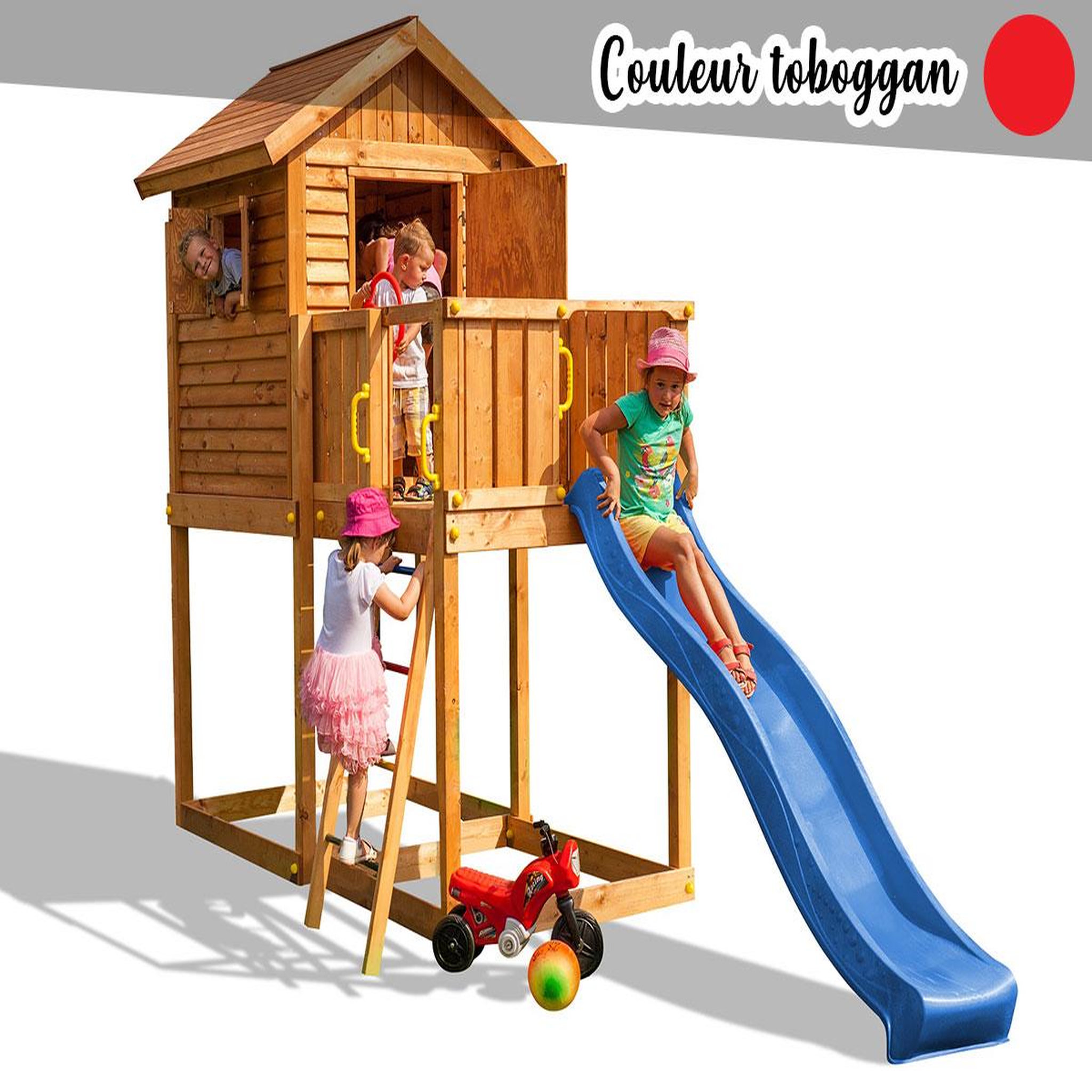 Voir la diapositive 1 : Fungoo Aire de jeux My House - Toboggan rouge - Fungoo