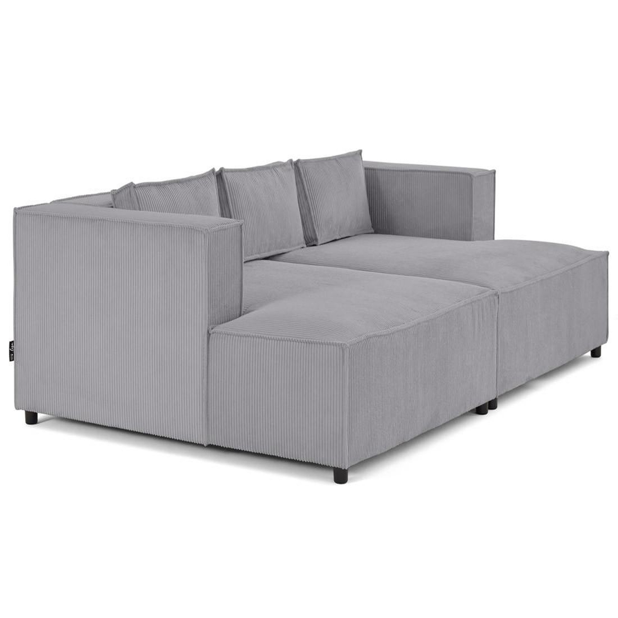 Voir la diapositive 4 : LISA DESIGN Stella - canapé droit 3 places avec double méridienne - assise profonde - en velours côtelé
