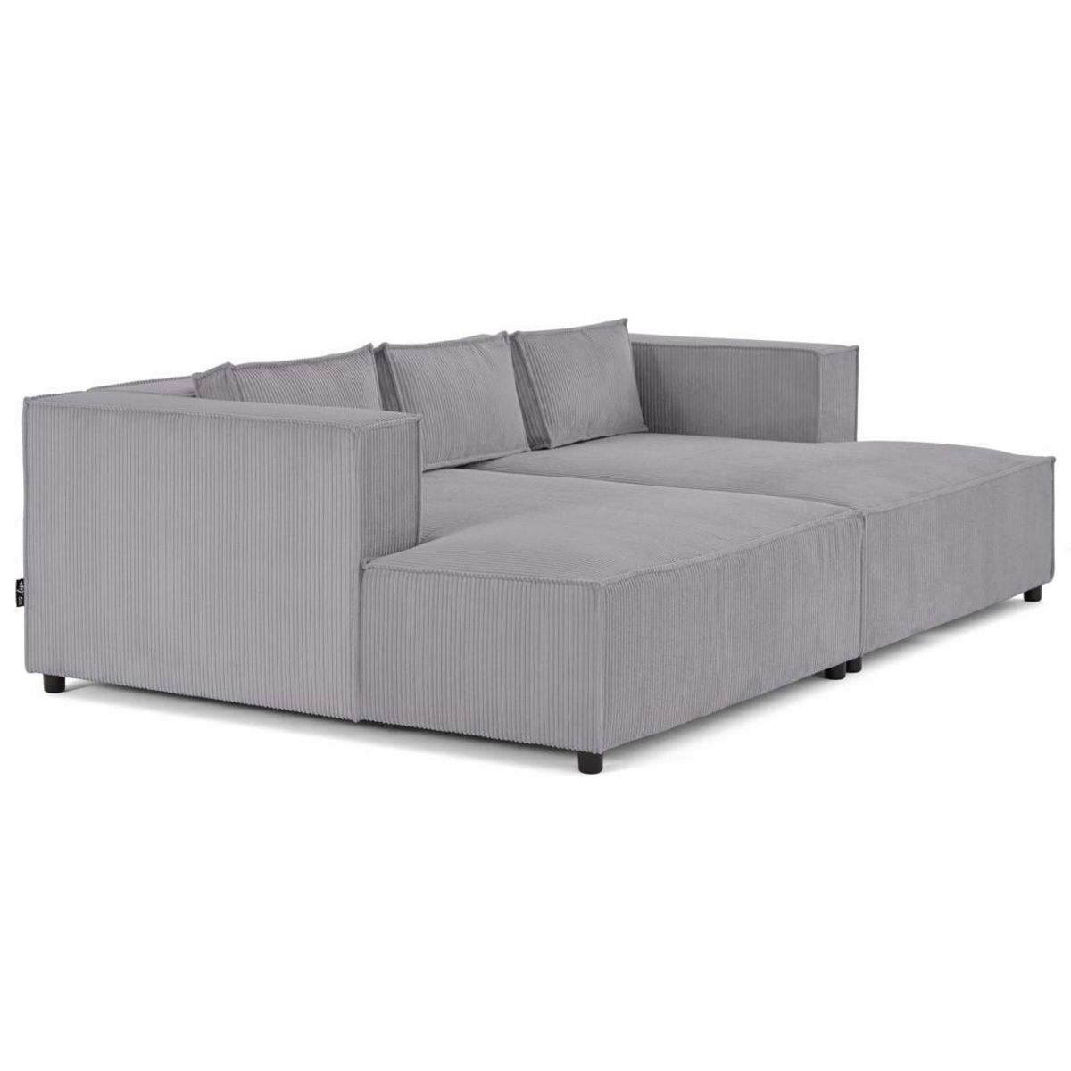 LISA DESIGN Stella - canapé droit 3 places avec double méridienne - assise profonde - en velours côtelé