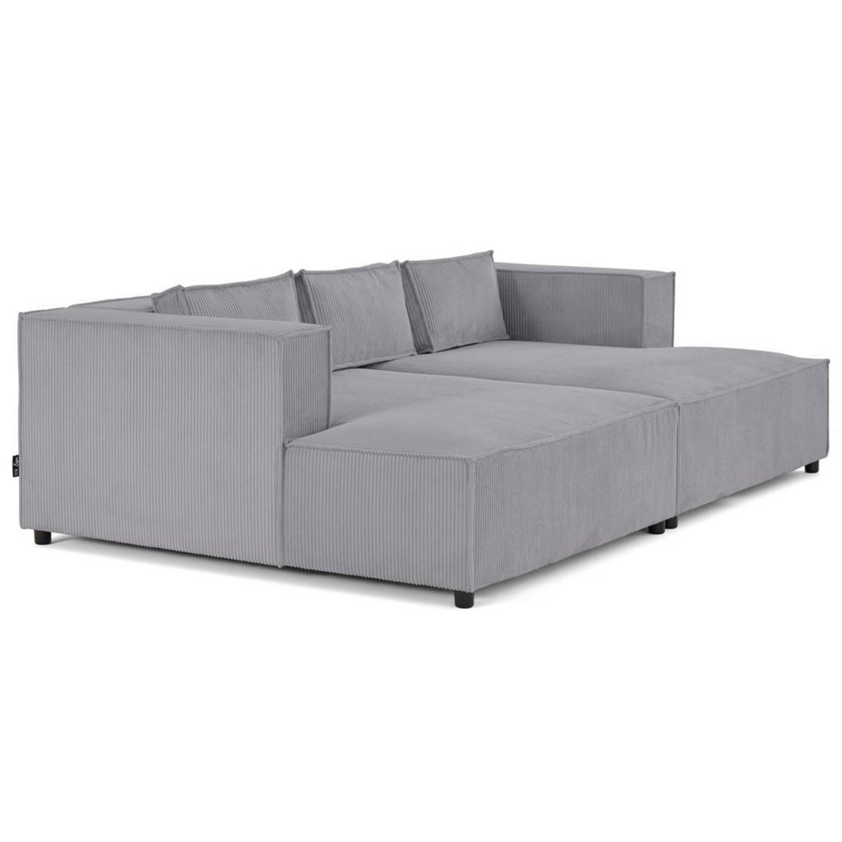 LISA DESIGN Stella - canapé droit 3 places avec double méridienne - assise profonde - en velours côtelé