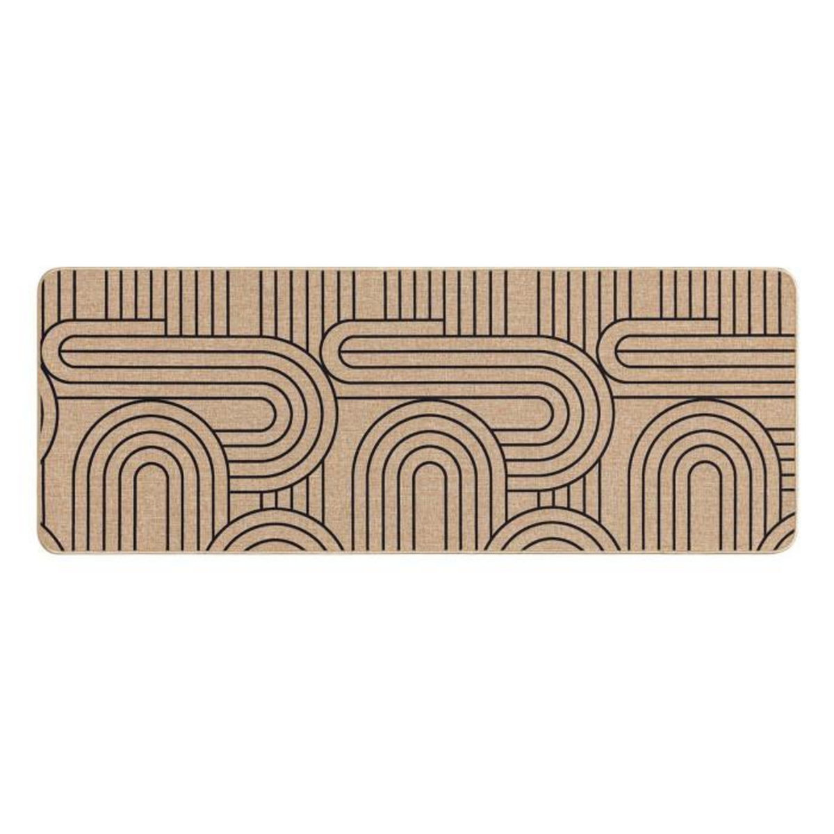 Paris Prix Tapis Déco Imprimé  Modul  45x120cm Naturel & Noir