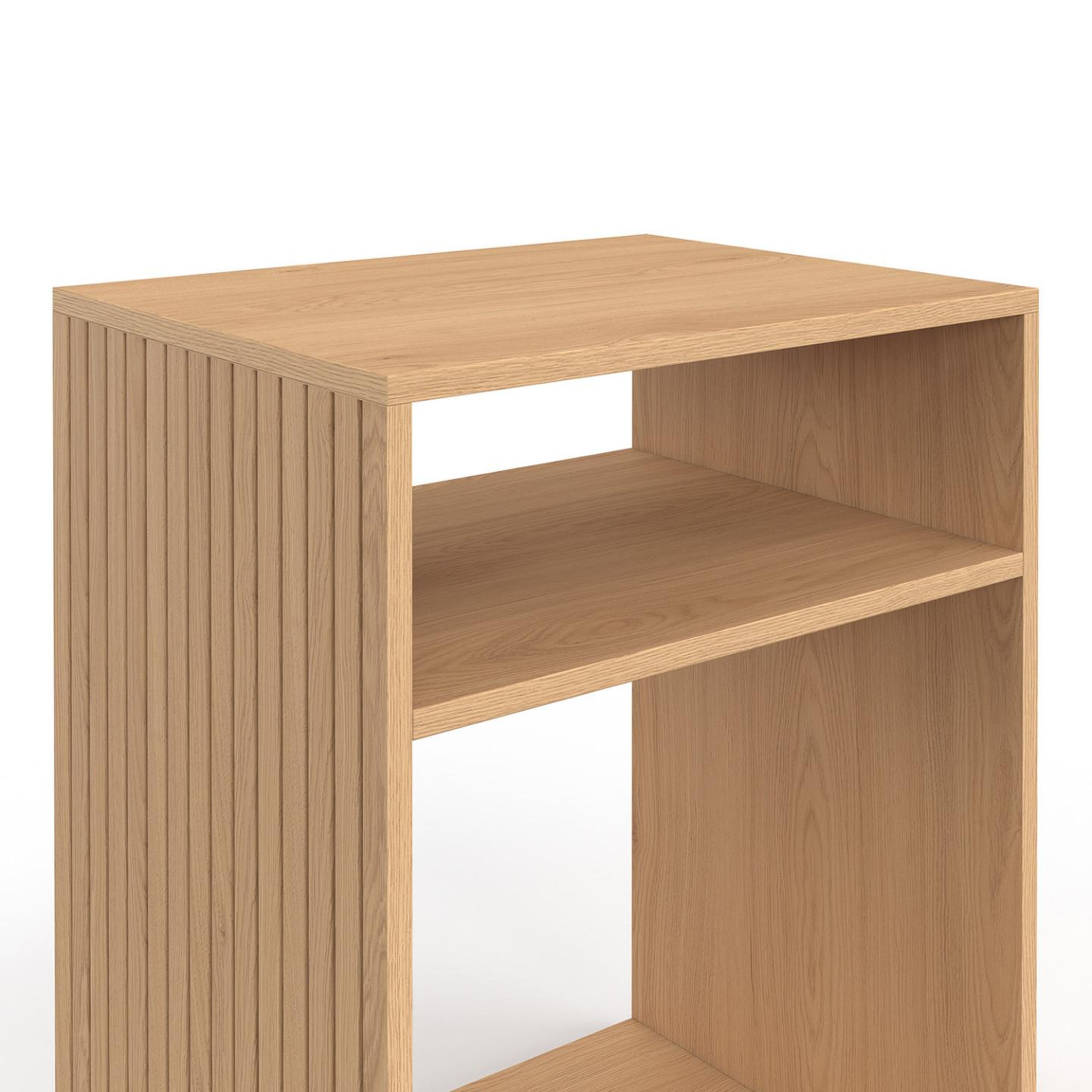 Voir la diapositive 5 : ID MARKET Lot de 2 tables de chevet nora avec rangements ouverts effet lattes et bois