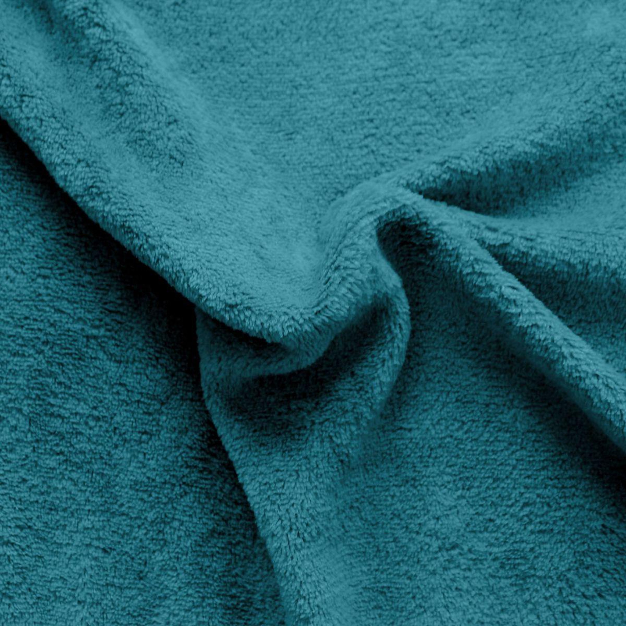 Voir la diapositive 2 : ENJOY HOME Plaid polaire xl uni  coral fleece  180x220cm  bleu canard