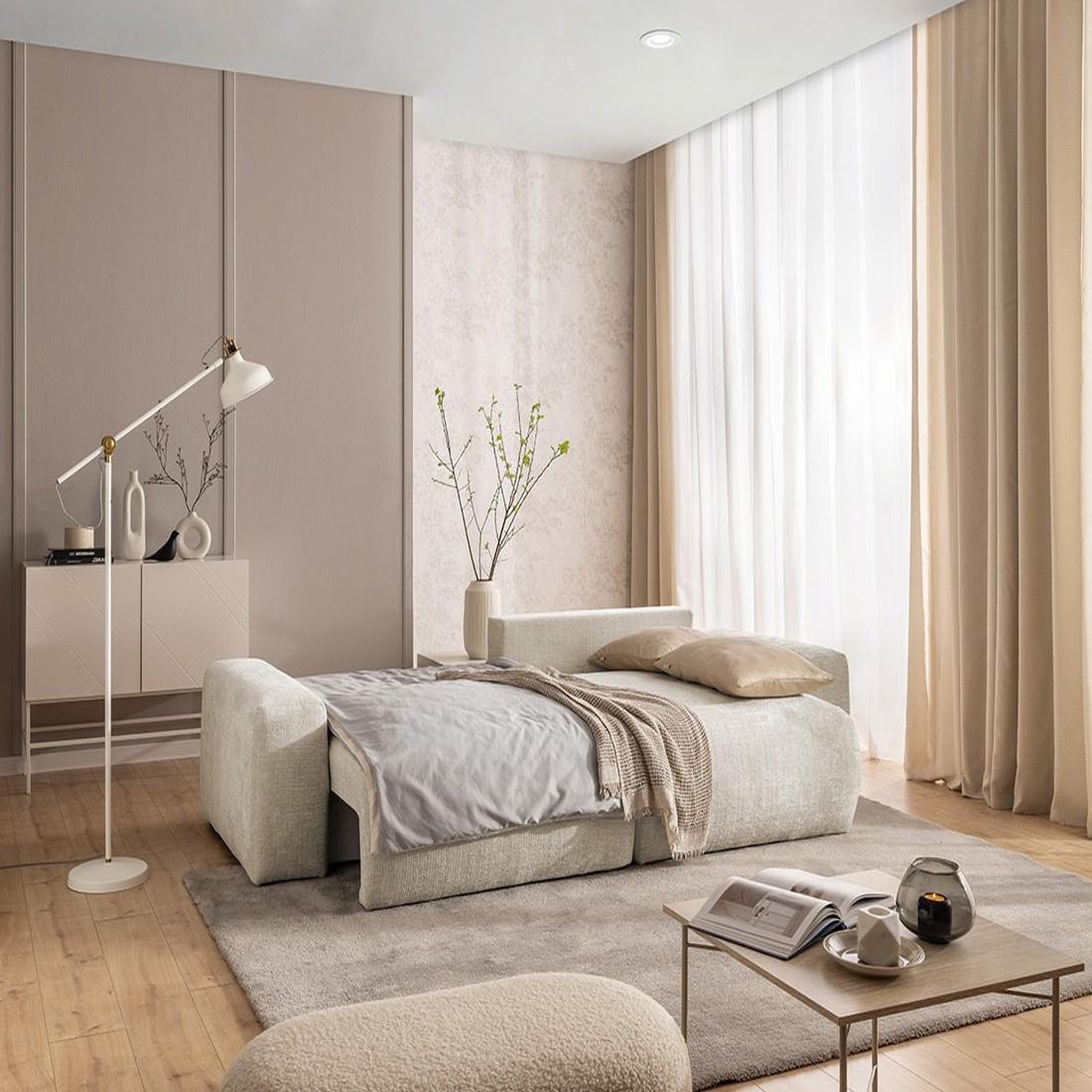 Voir la diapositive 2 : BEST MOBILIER Constance - canapé d'angle réversible 4 places convertible avec coffre en velours texturé