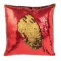 Voir la diapositive 2 : Paris Prix Coussin Déco Réversible  Sequin  45x45cm Rouge & Or