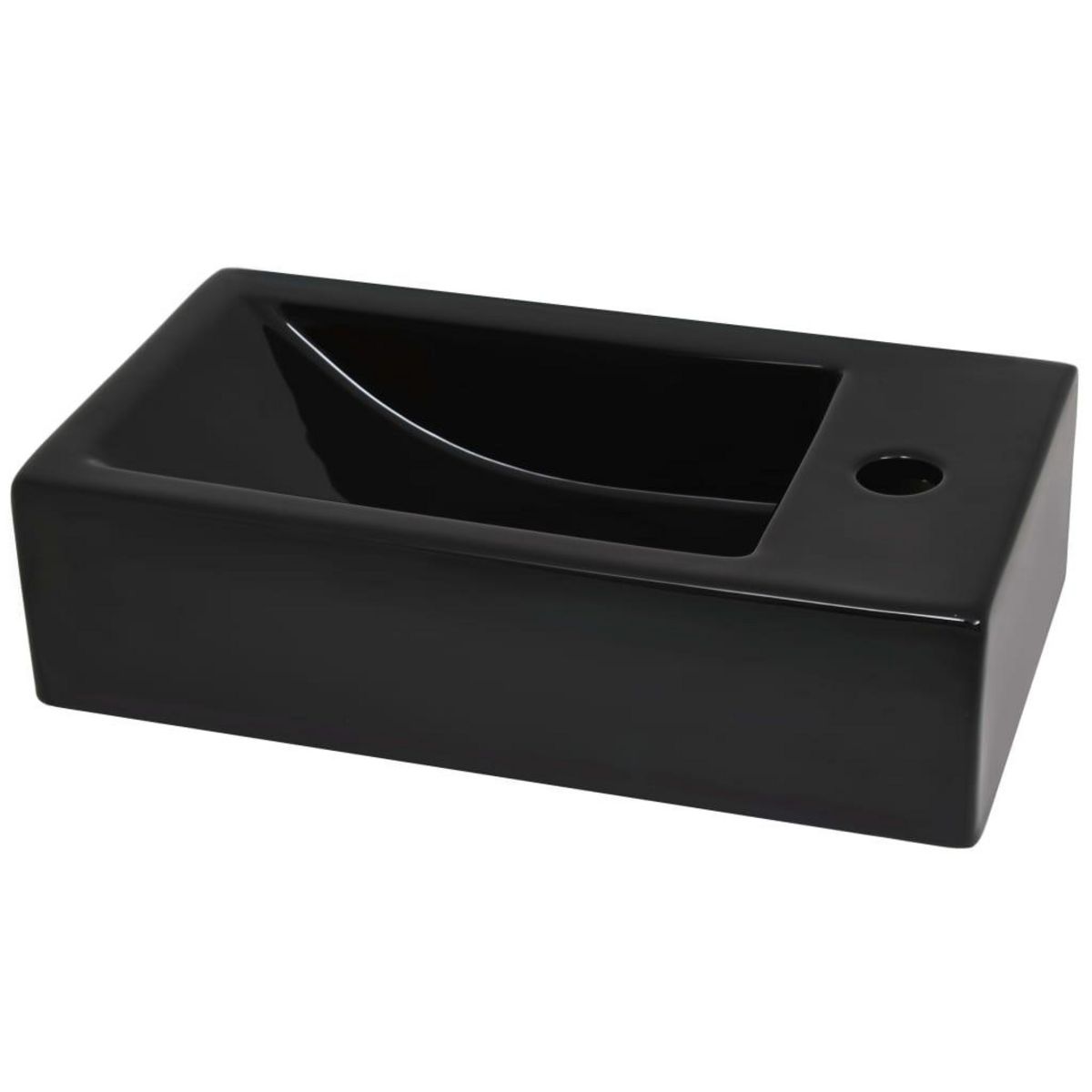 VIDAXL Vasque avec trou de robinet Ceramique Noir 46 x 25,5 x 12 cm