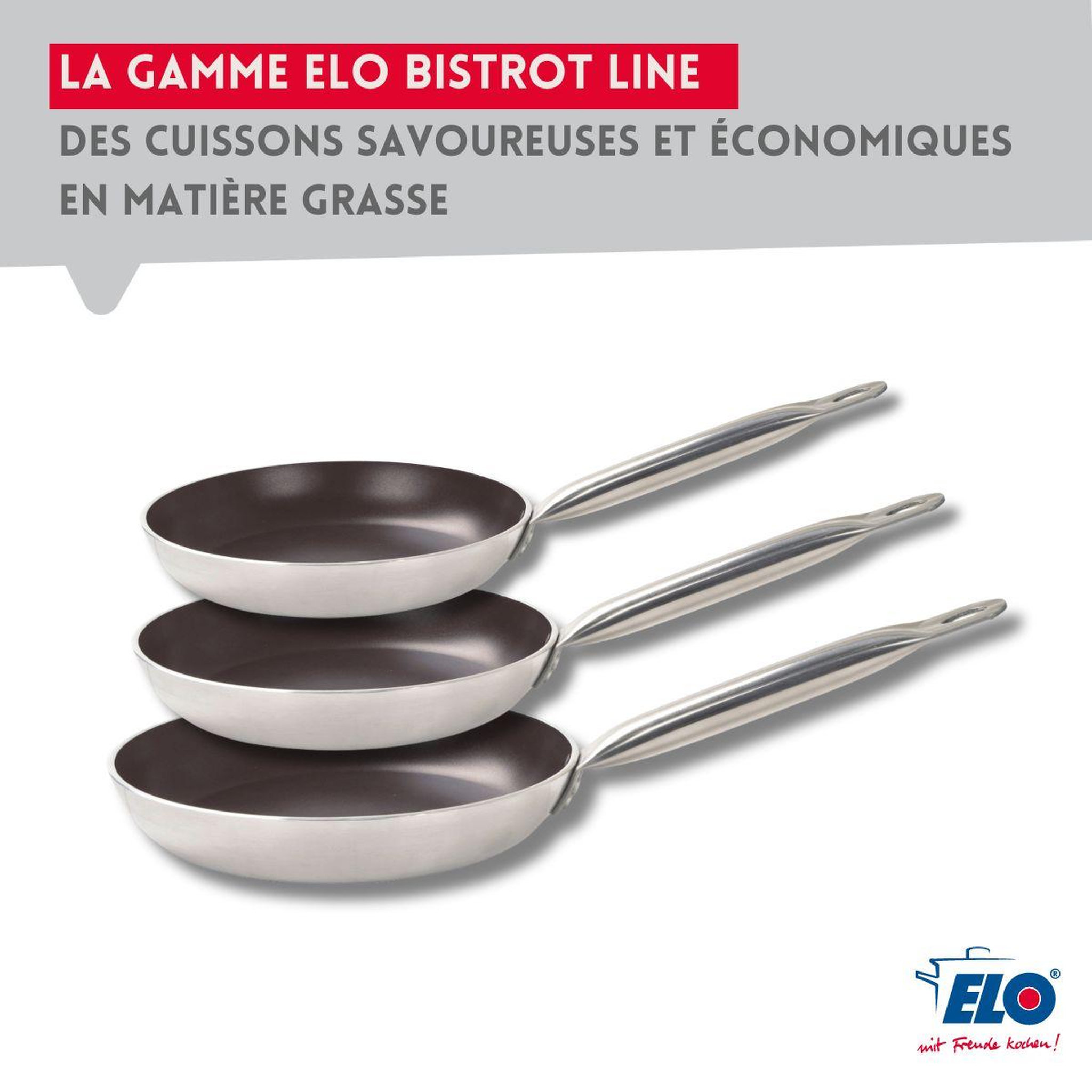Voir la diapositive 5 : ELO Lot de 2 poêles 24 et 28 cm céramique sans pfas bistro line elo