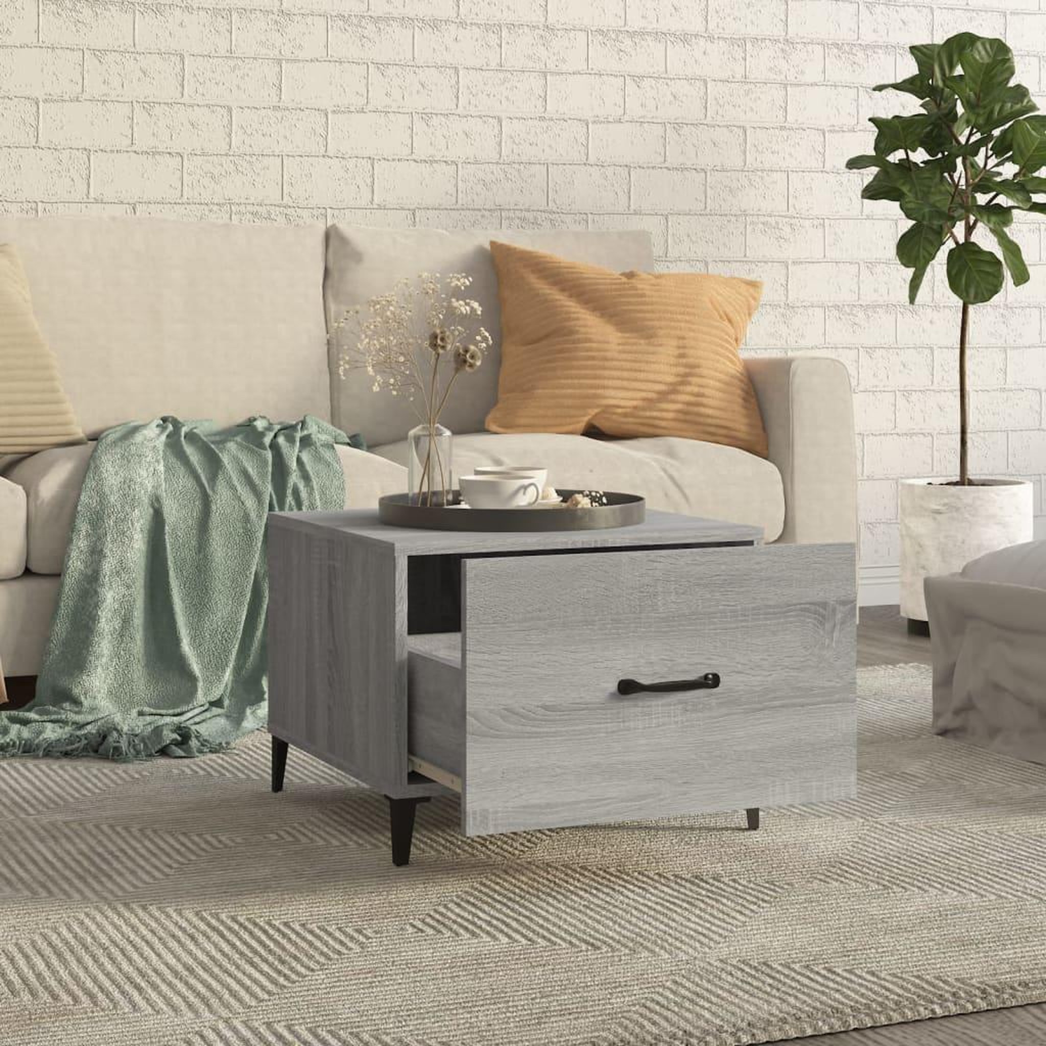 Voir la diapositive 3 : VIDAXL Tables basses avec pieds en metal 2 pcs Sonoma gris 50x50x40 cm