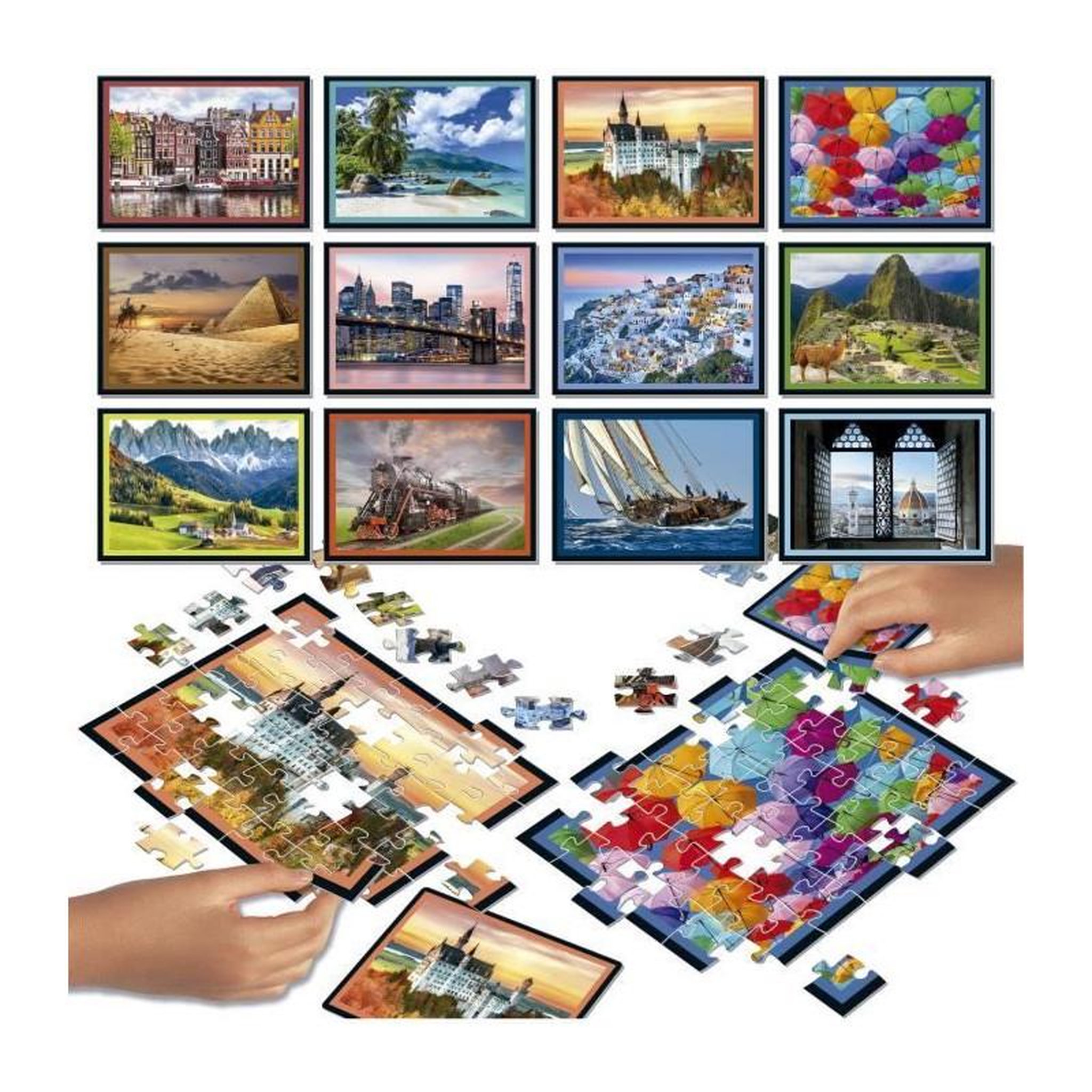 Voir la diapositive 2 : EDUCA Puzzle 12 x 42 pièces - Battle Travel - Voyage et cartes - Educa