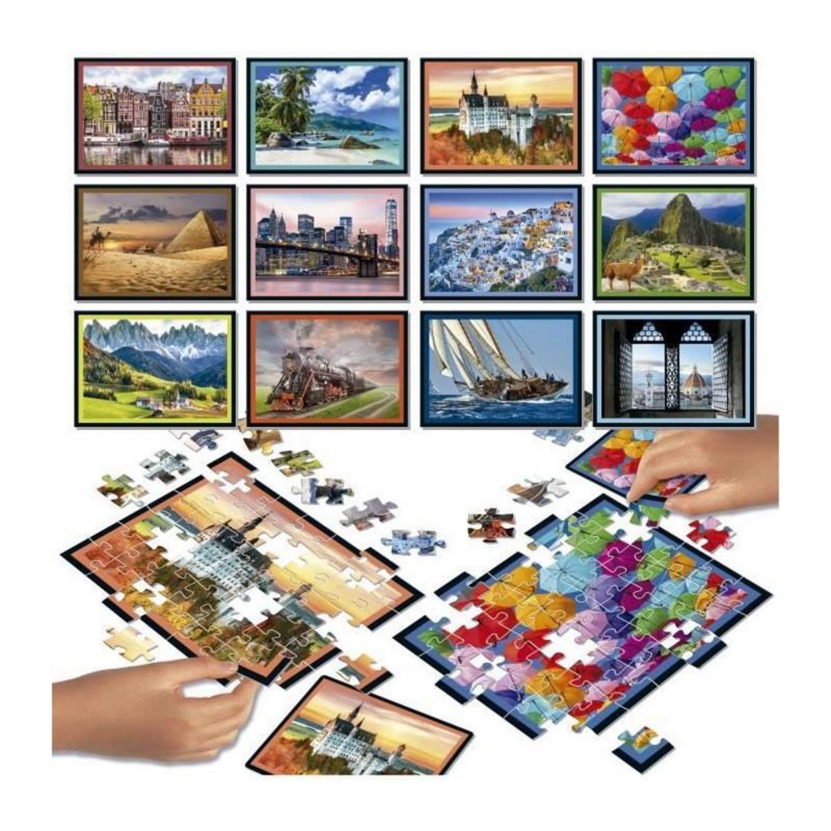 EDUCA Puzzle - EDUCA - Battle Travel - 12 puzzles - 42 pieces - Theme Voyage et cartes