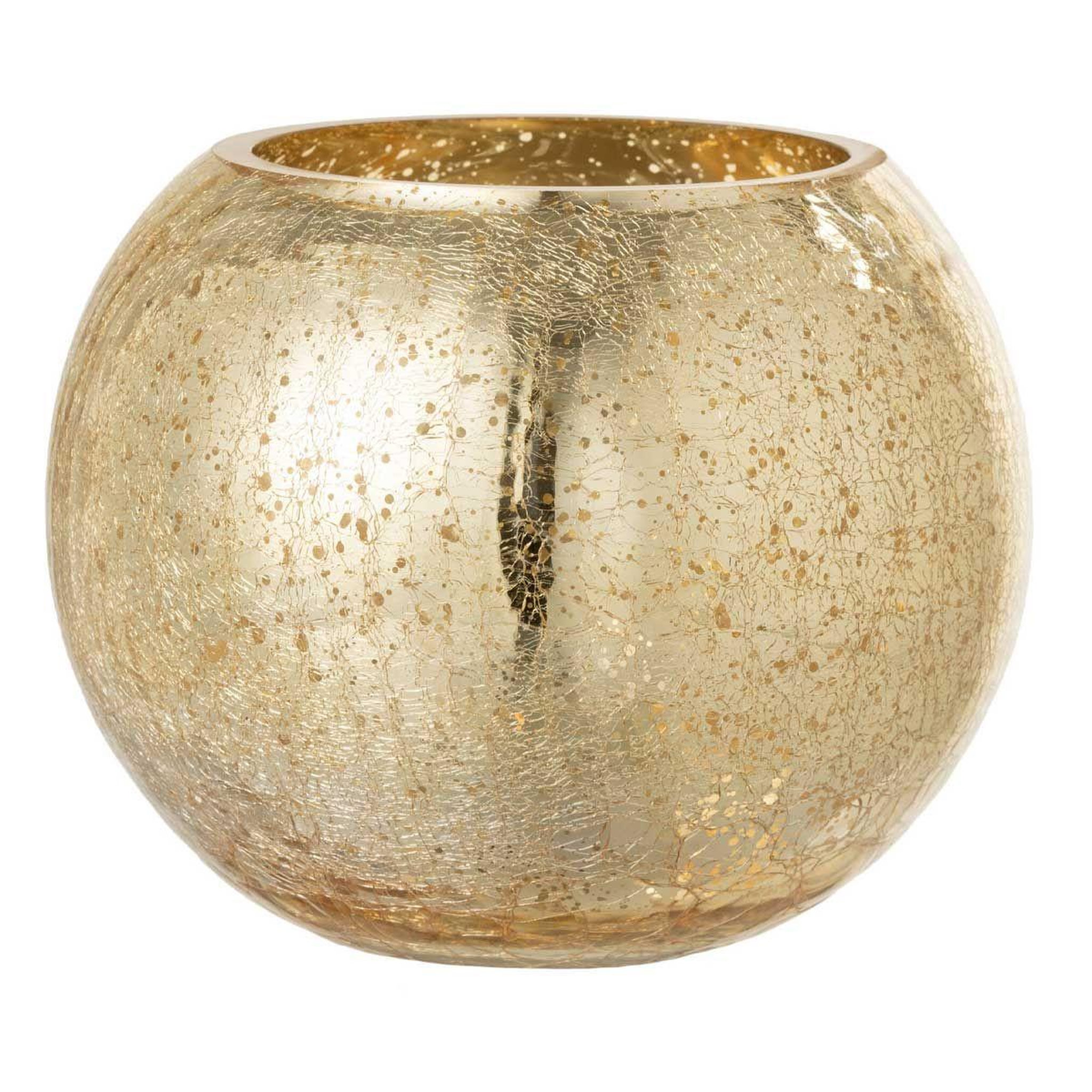 J-LINE Photophore boule en verre  nacré  20cm or