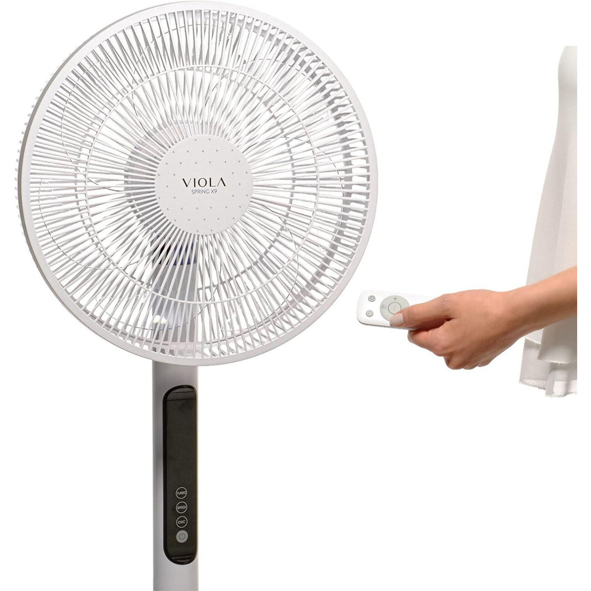 VIOLA Spring X9 Ventilateur sur pied Silencieux et Puissant avec télécommande - 9 vitesses + Turbo et Eco - écran LED et minuterie