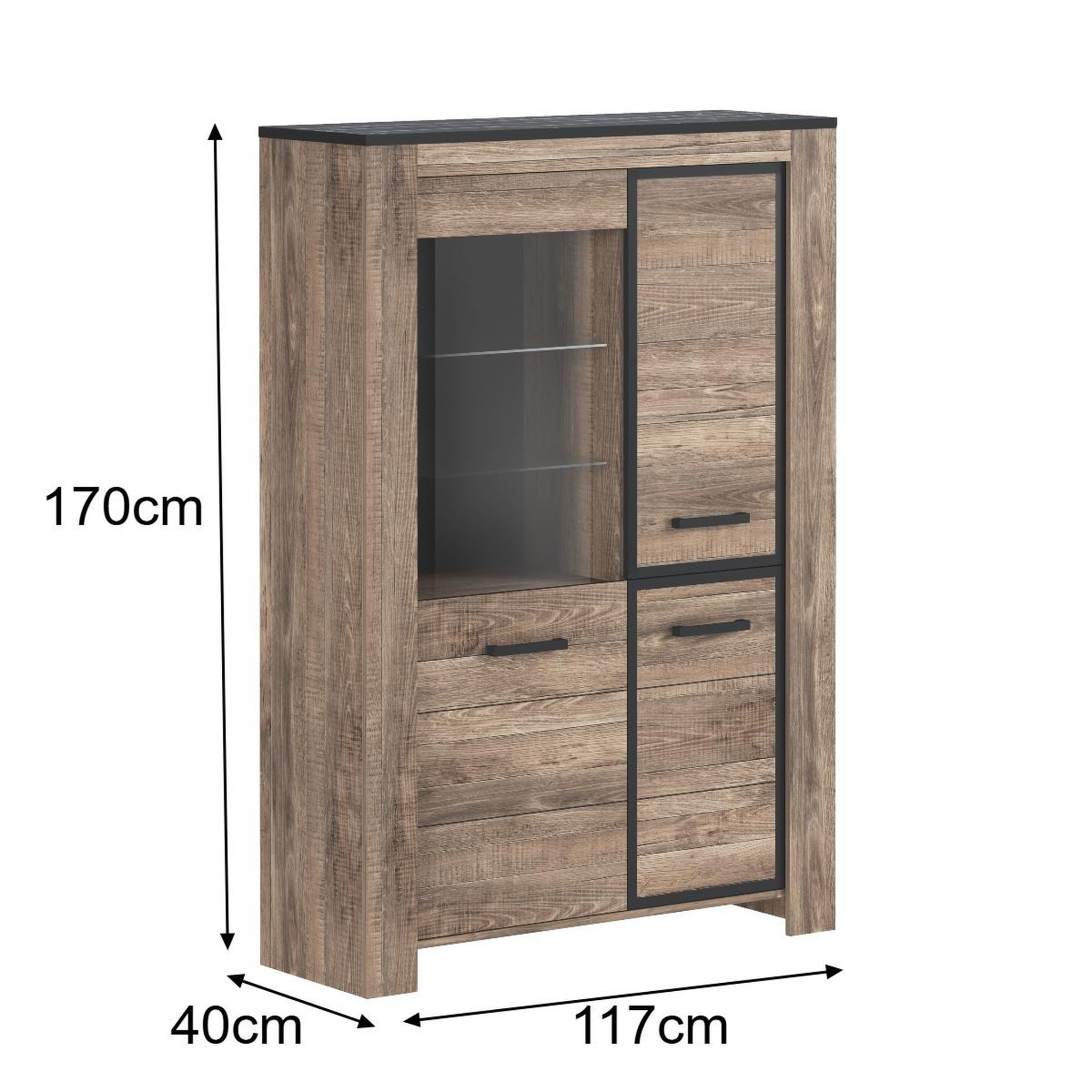 Voir la diapositive 6 : JLC KREATION Argentier moderne en bois avec porte vitrée LED OLIVE