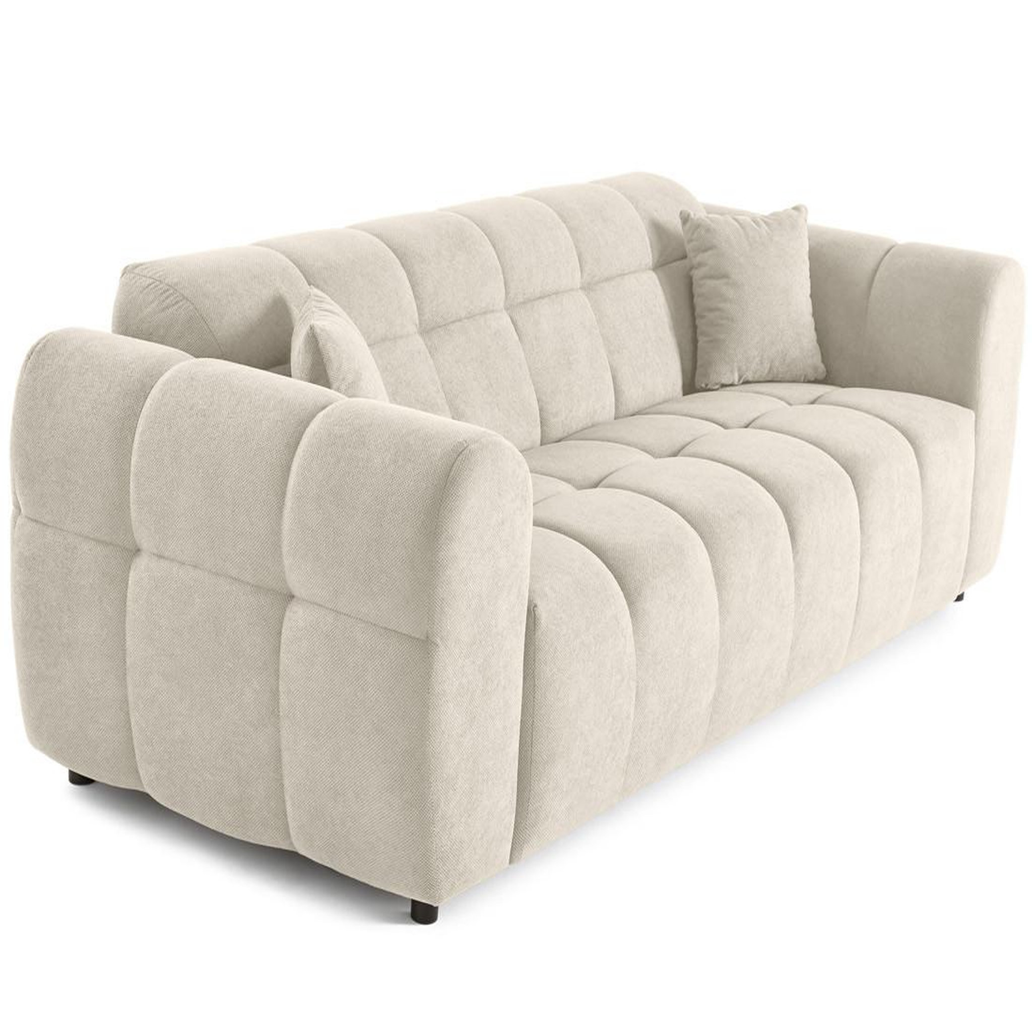 Voir la diapositive 2 : BEST MOBILIER Ray - canapé droit 3 places en tissu texturé