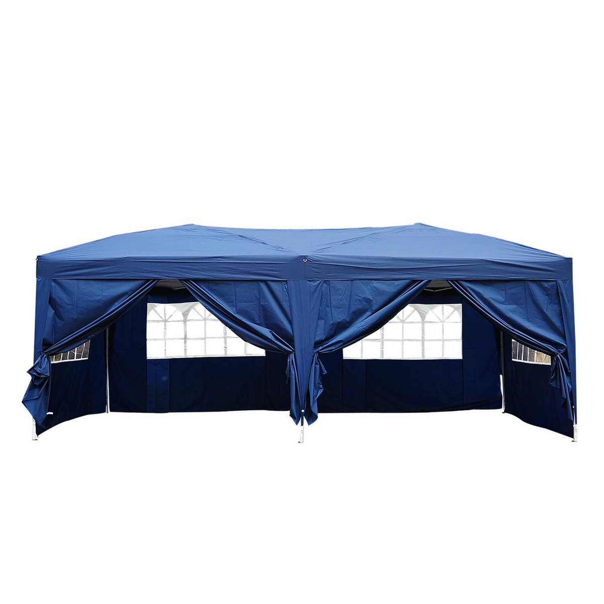 HOMCOM Tonnelle tente de reception pliante pavillon chapiteau barnum 5,91L x 2,97l x 2,55H cm bleu cote demontables