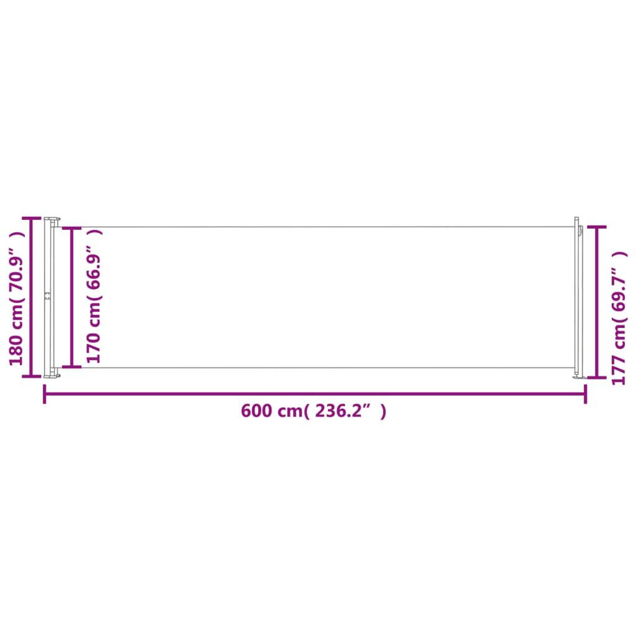 Voir la diapositive 6 : VIDAXL Auvent lateral retractable de patio 180x600 cm Rouge