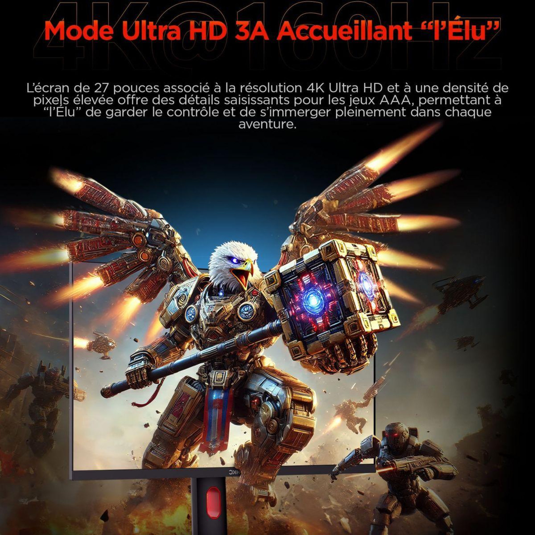Voir la diapositive 3 : HKC Ecran pc gamer 27  dual mode 4k uhd 160 hz / fhd 320 hz fast ips hdr400 - g27h7p