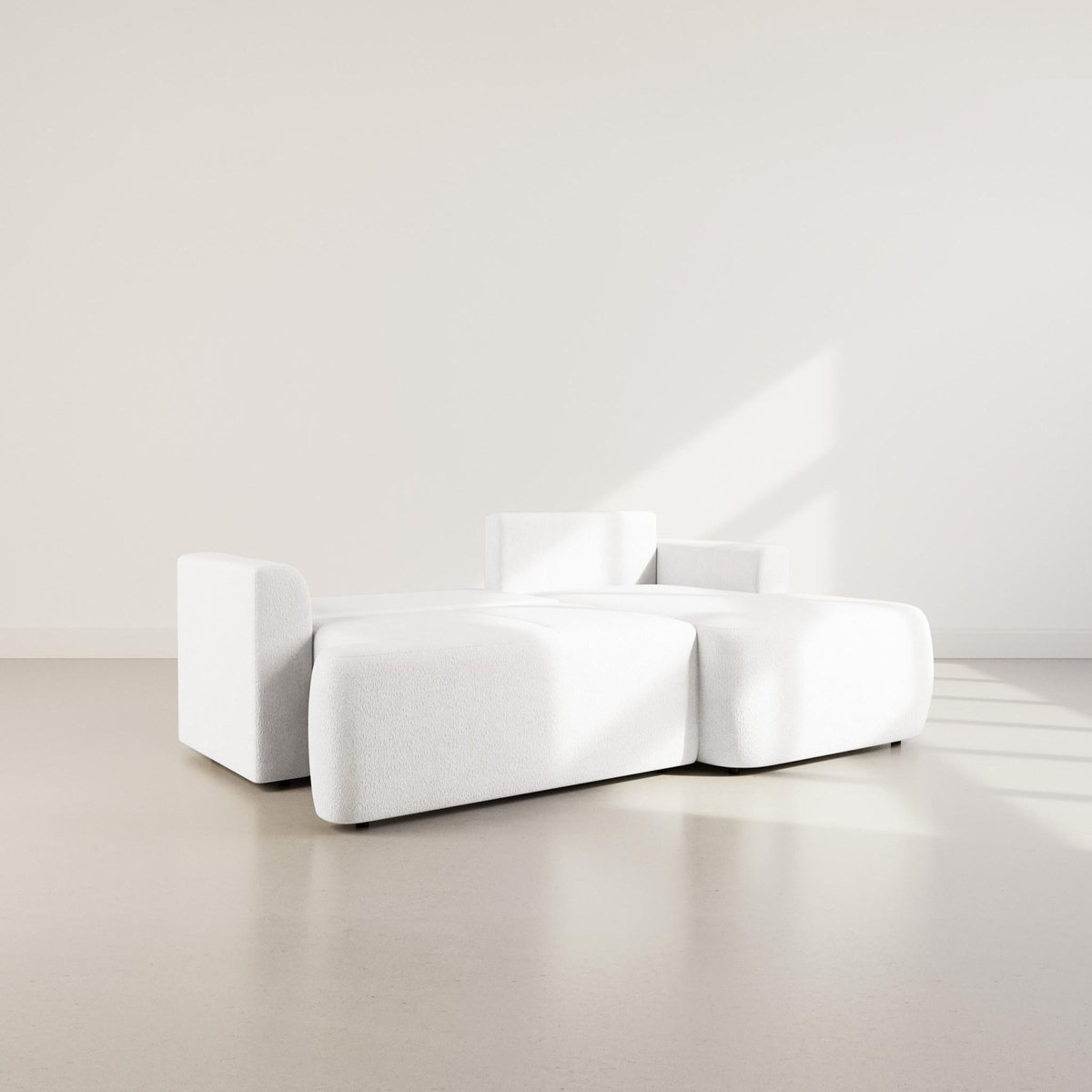 BEST MOBILIER Candela - canapé d'angle droit 4 places - convertible avec coffre - en tissu bouclette