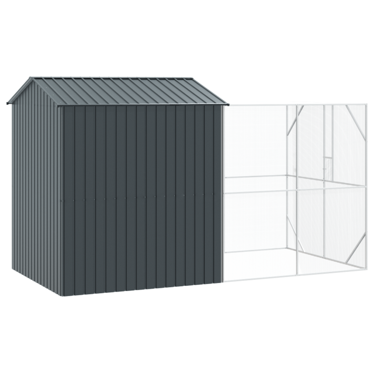 VIDAXL Aviary pour oiseaux avec extension anthracite 210x421x247 cm en acier