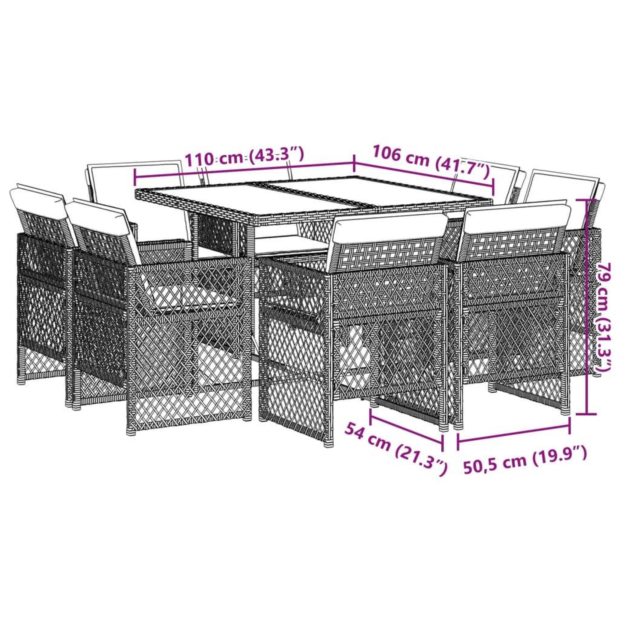 Voir la diapositive 6 : VIDAXL Ensemble a manger de jardin et coussins 9 pcs melange beige