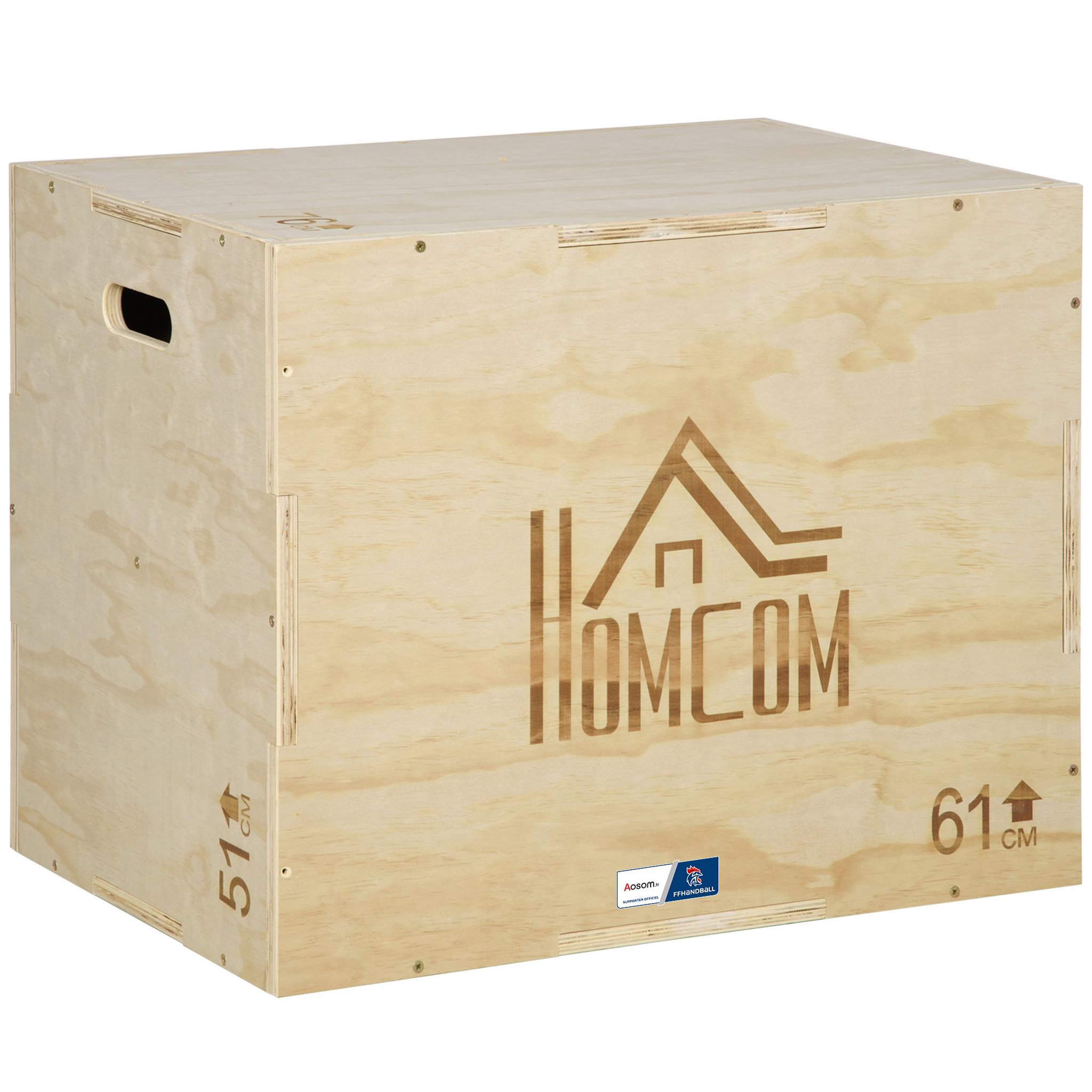 HOMCOM Box jump - box de pliométrie - collaboration Aosom.fr x FFHandball - 51/61/76H cm - max. 120 Kg - bois