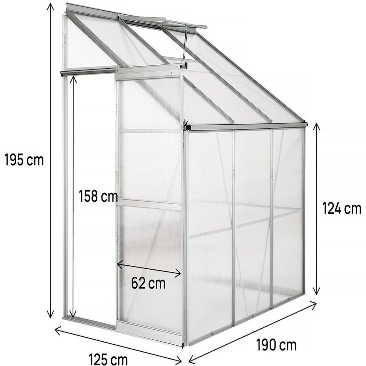Habitat et Jardin Serre jardin adossée en polycarbonate  Aneth  190 x 125 x 195 cm - 2,37 m²