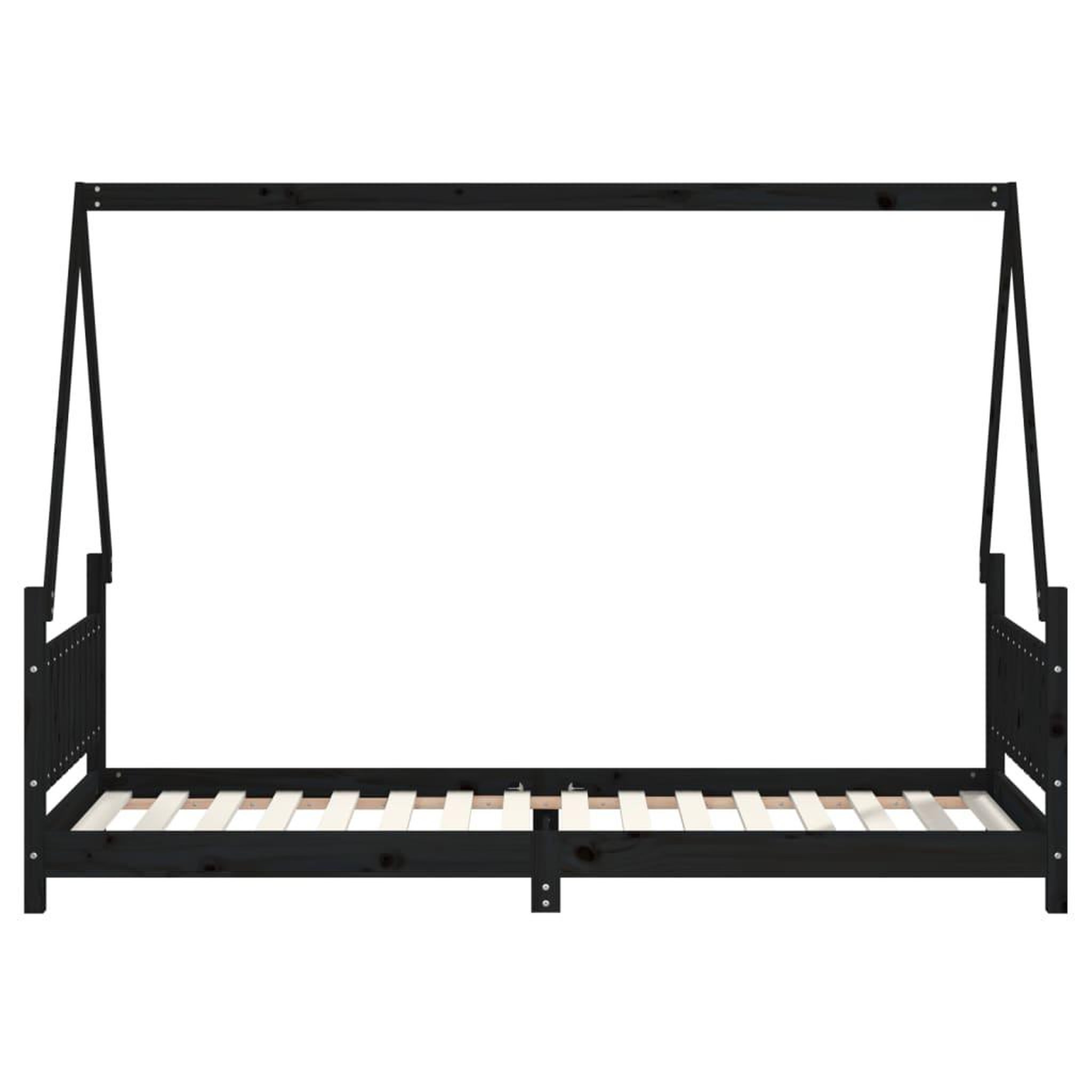 Voir la diapositive 4 : VIDAXL Cadre de lit pour enfants noir 80x200 cm bois de pin massif