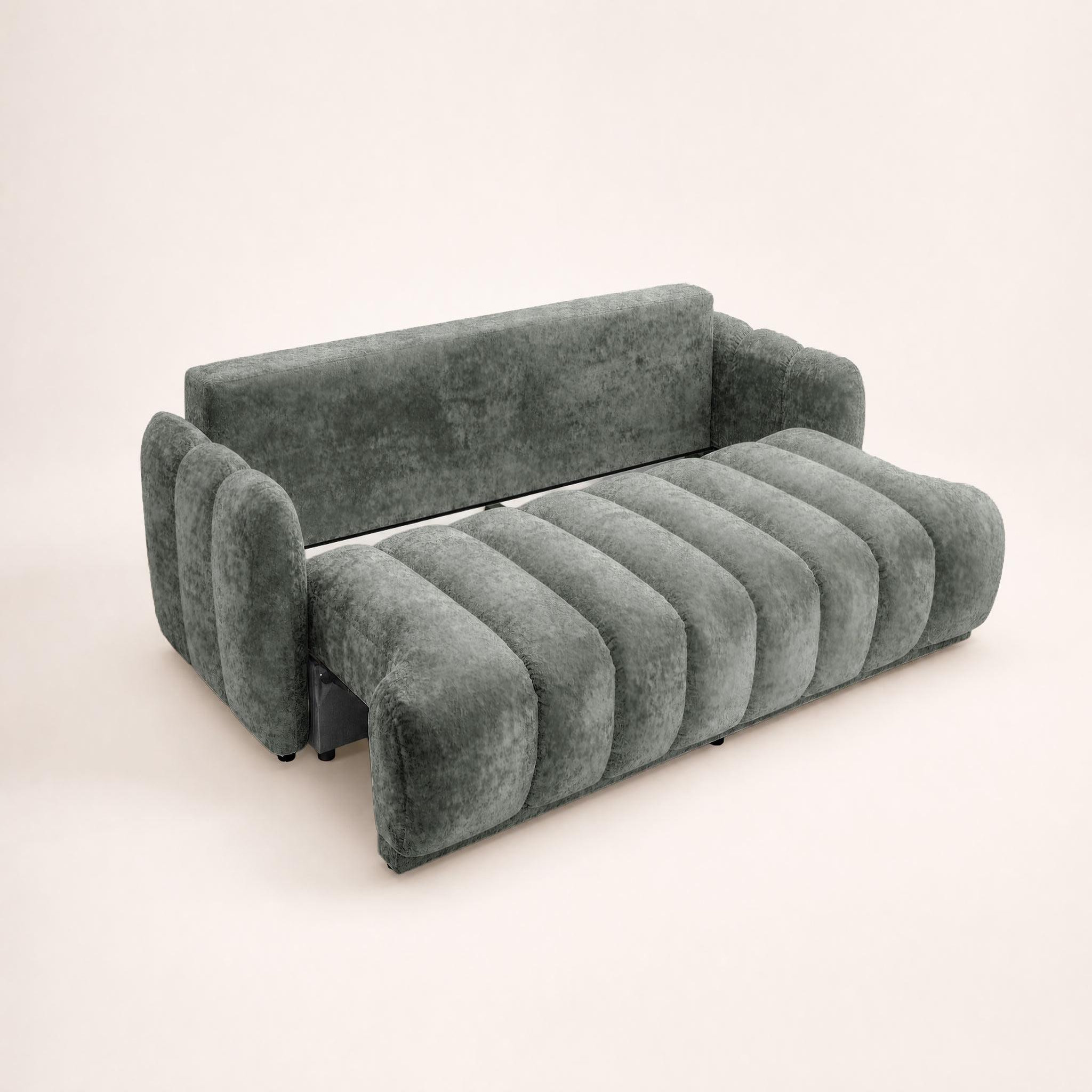 Voir la diapositive 4 : BEST MOBILIER Silvia - canapé droit 3 places convertible avec coffre - en tissu bouclette