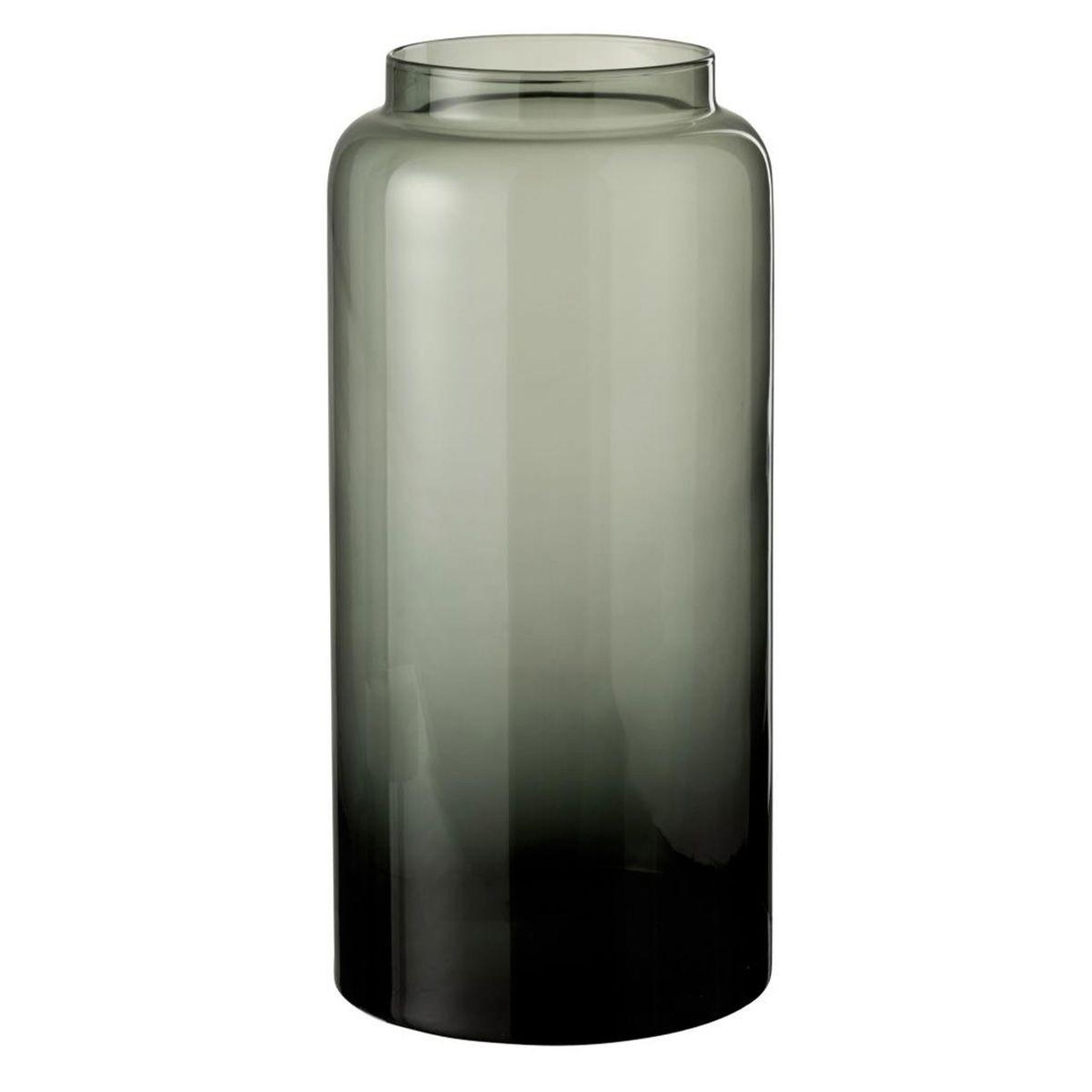 J-LINE Vase design en verre  droit long  40cm gris