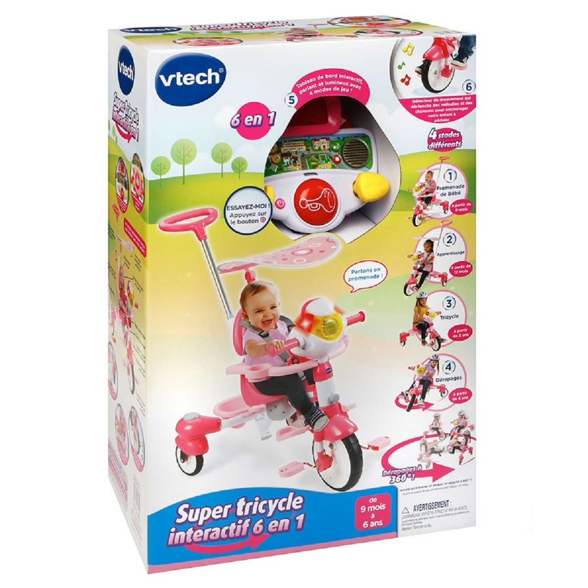 VTECH Tricycle interactif 6 en 1 rose - Dès 9 mois 