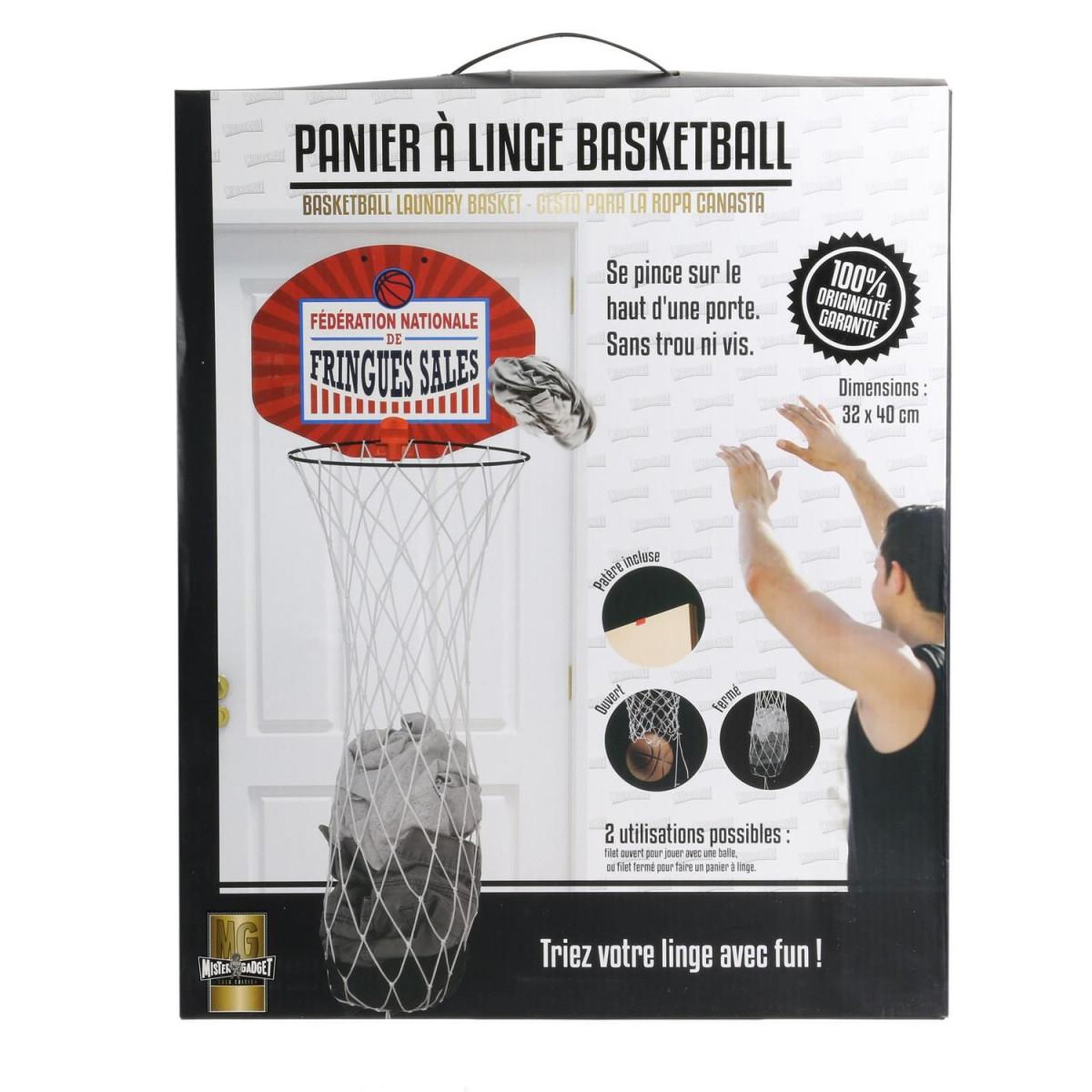 Voir la diapositive 3 : MISTER GADGET Panier à linge  basketball  40cm rouge
