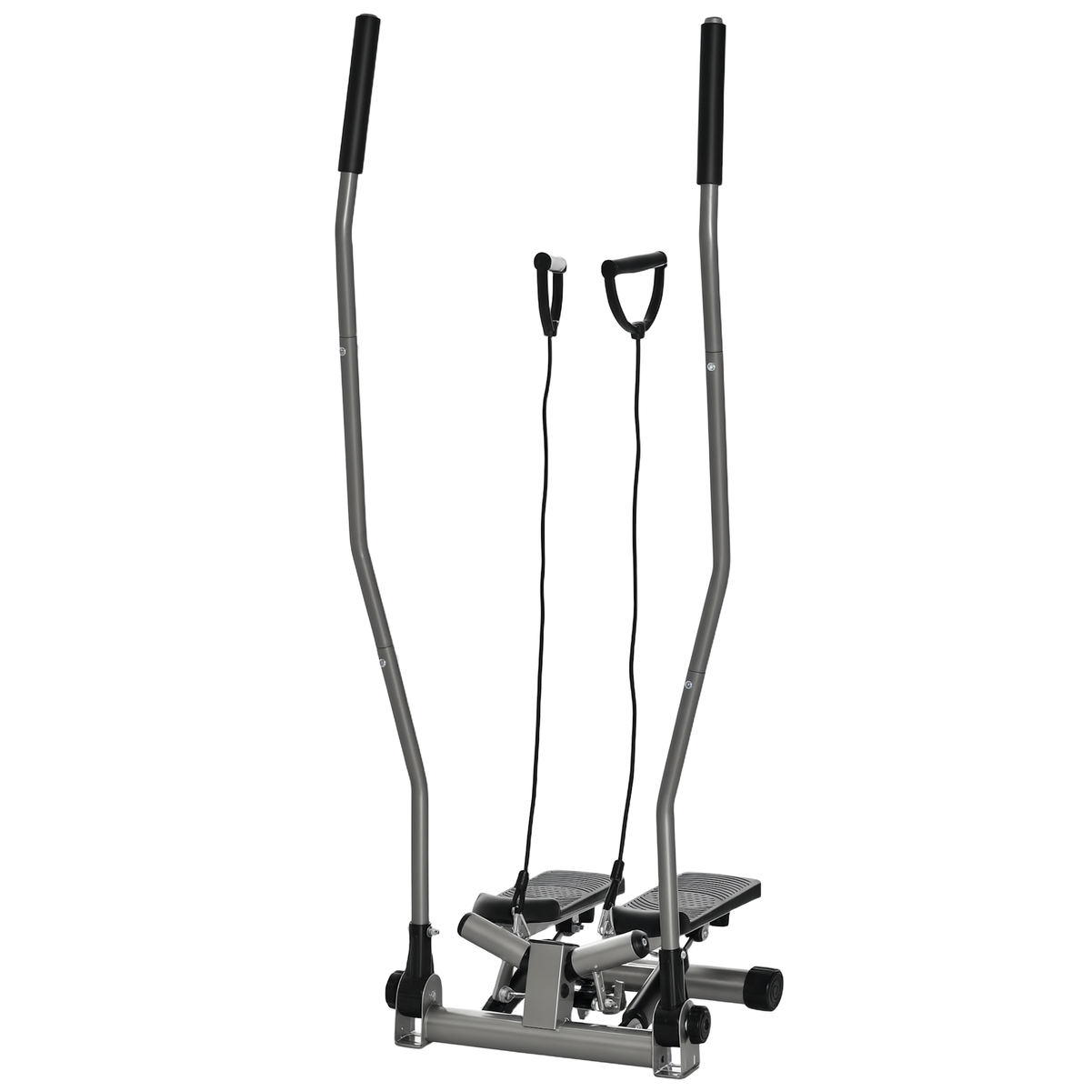 HOMCOM Stepper avec guidon extenseurs écran LCD multifonction acier ABS gris noir