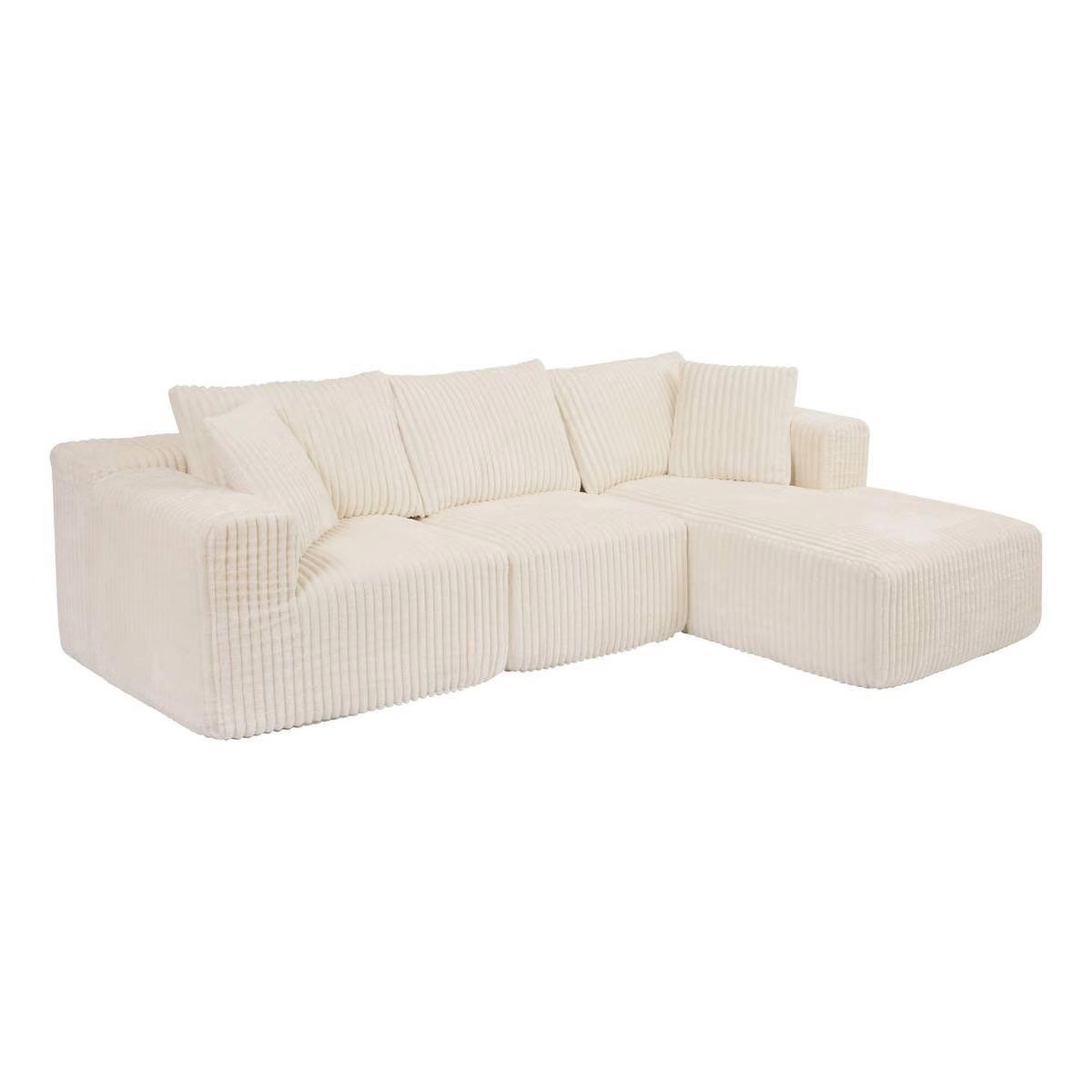 ATMOSPHERA Canapé d'angle côtelé  solka  254cm ivoire