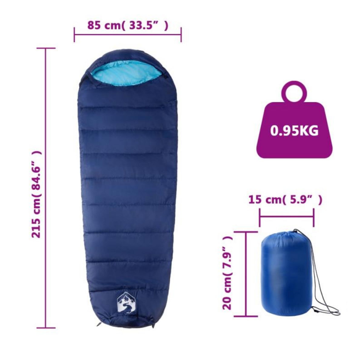 VIDAXL Sac de couchage momie pour adultes camping 3 saisons