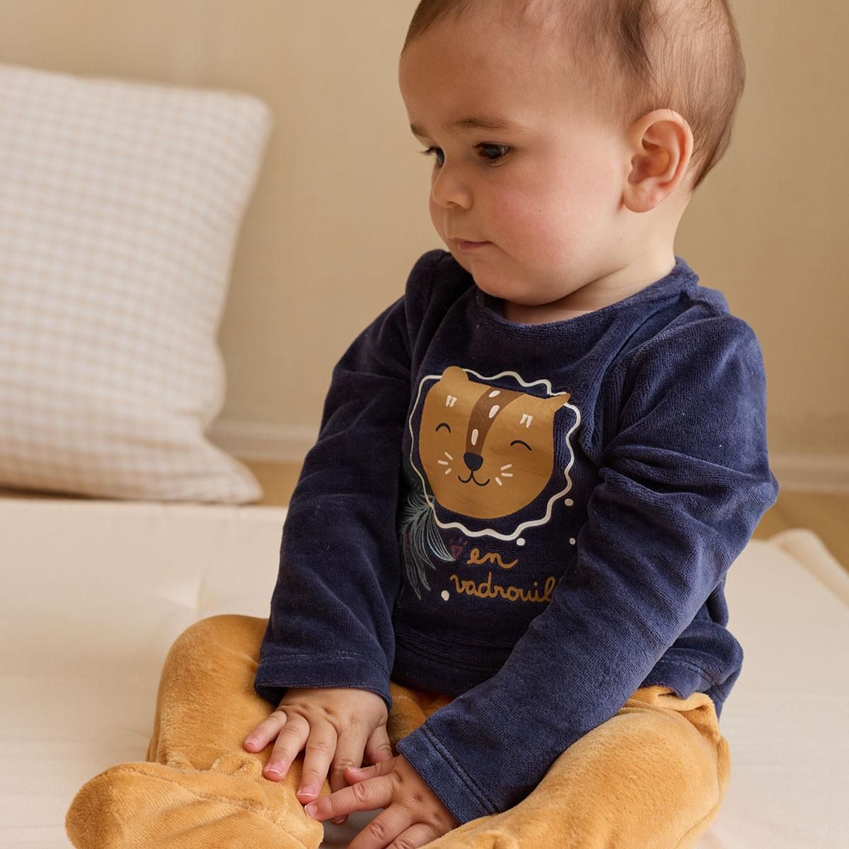 Petit Béguin Pyjama bébé en velours Charly