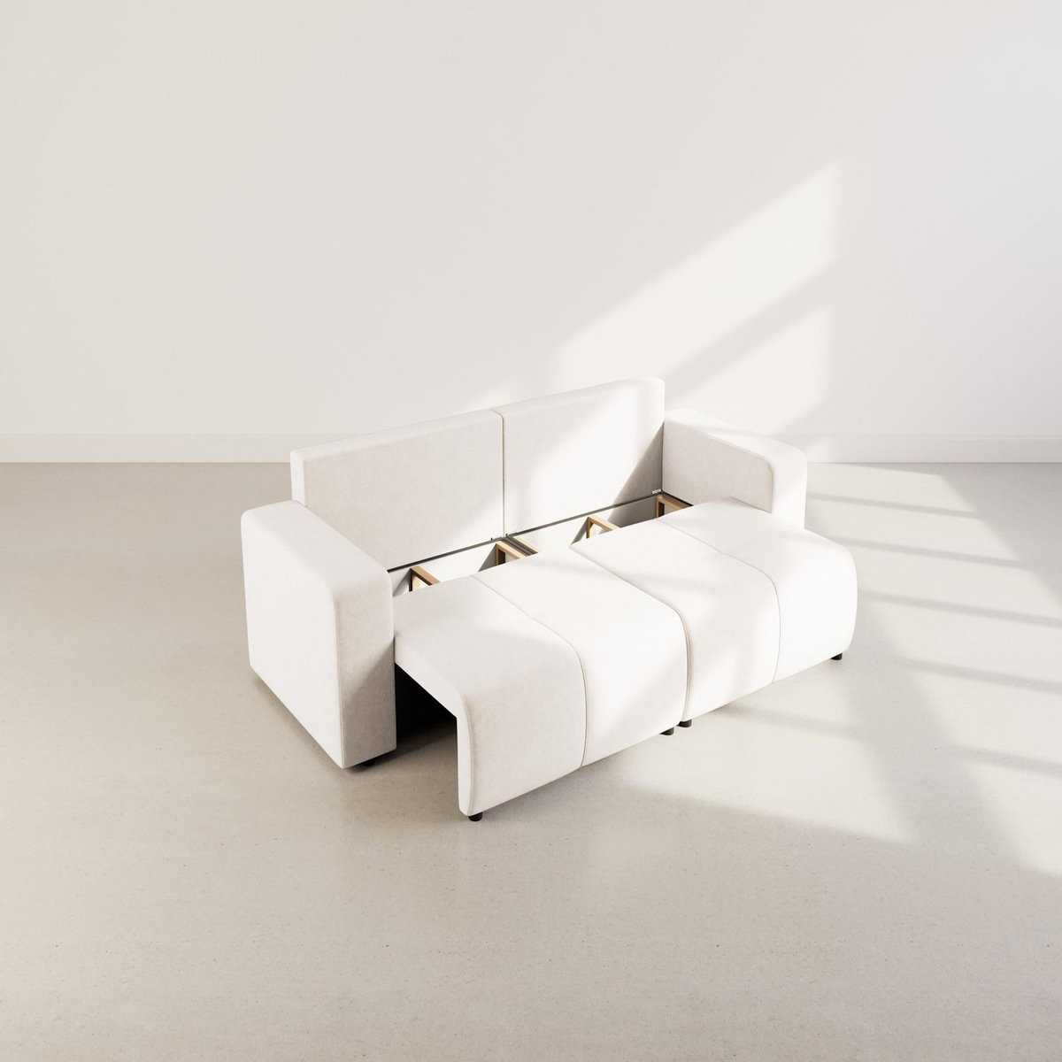 BEST MOBILIER Nicole - canapé droit 4 places convertible avec coffre en tissu