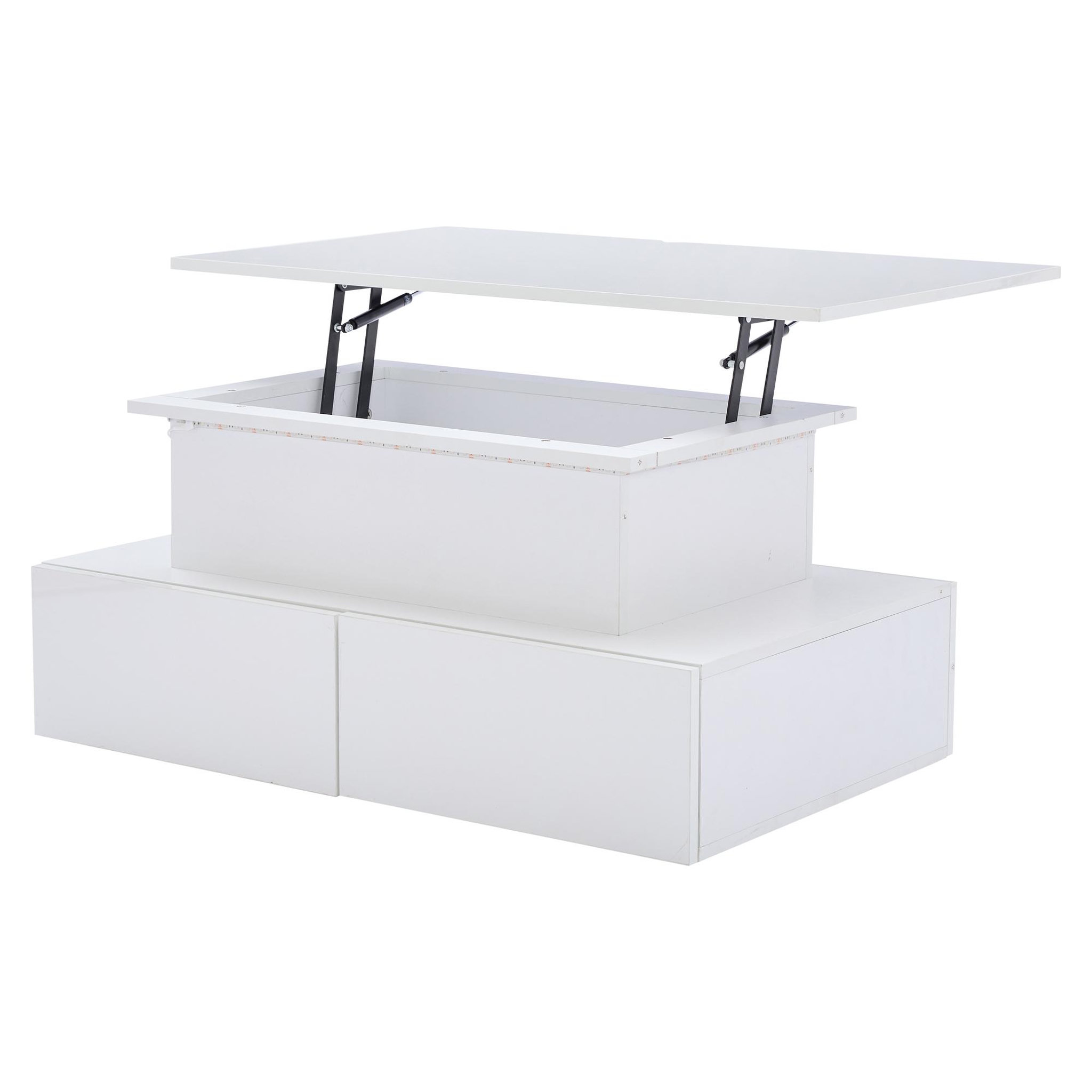 Voir la diapositive 6 : MERAX Table Basse 4 Tiroirs Et Plateau Relevable