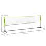 Voir la diapositive 3 : HOMCOM Filet de badminton volley-ball - hauteur réglable 107-155 cm - structure métal, sac de transport inclus - noir jaune fluo