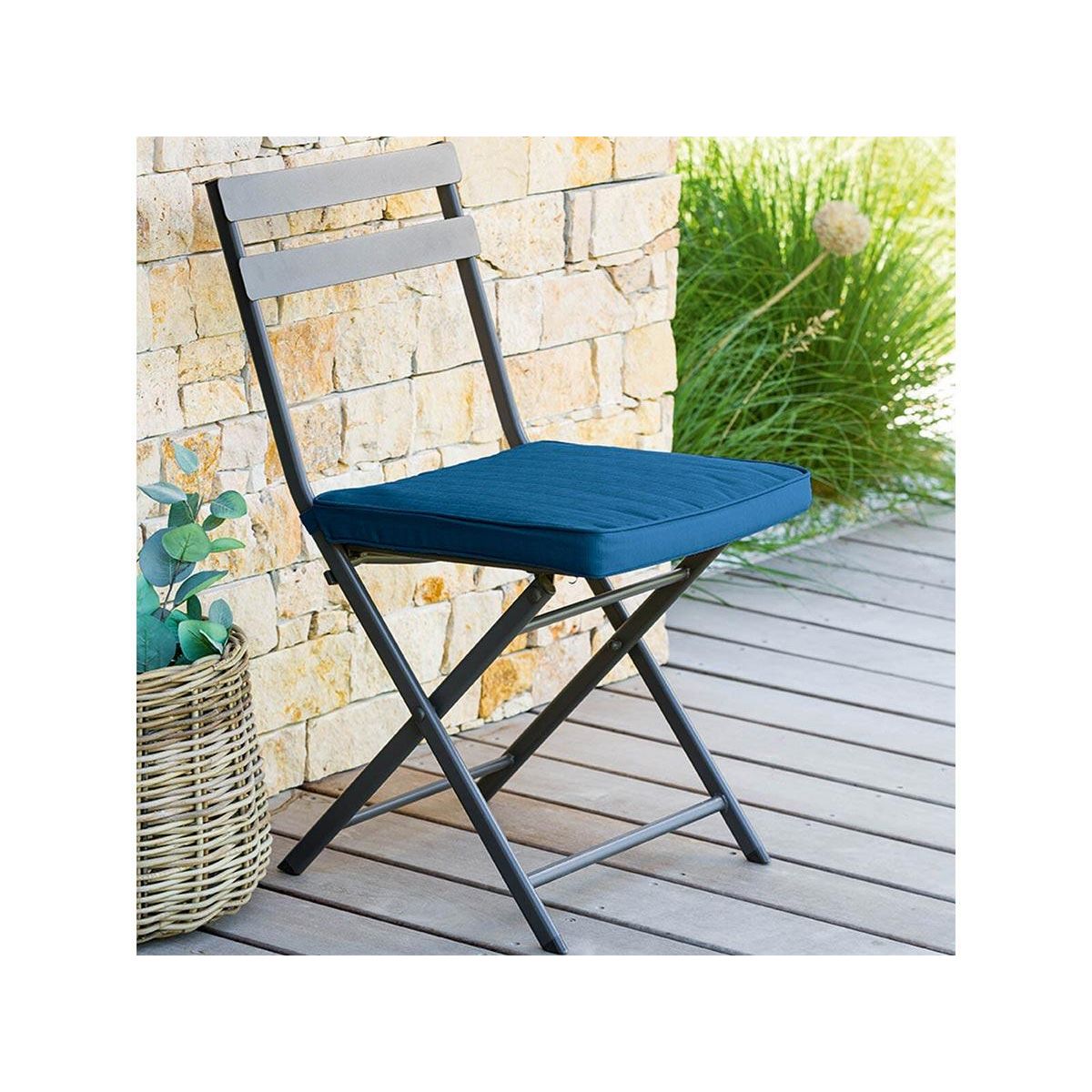 HESPERIDE Galette de chaise de jardin Bleu Indigo - 40 x 40 cm - Hespéride