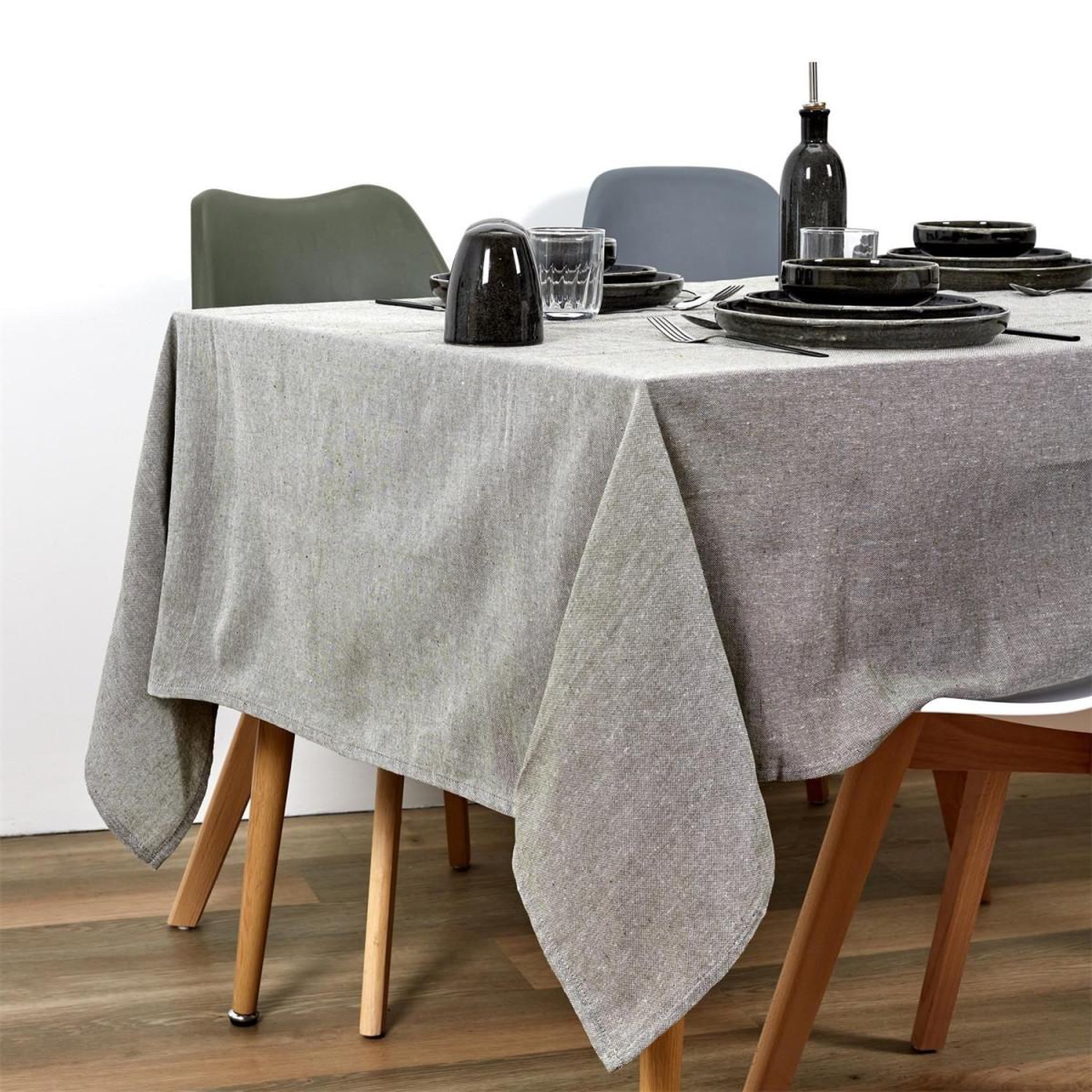 Voir la diapositive 2 : The Home Deco Factory Nappe rectangulaire  tolma  140x250cm vert olive