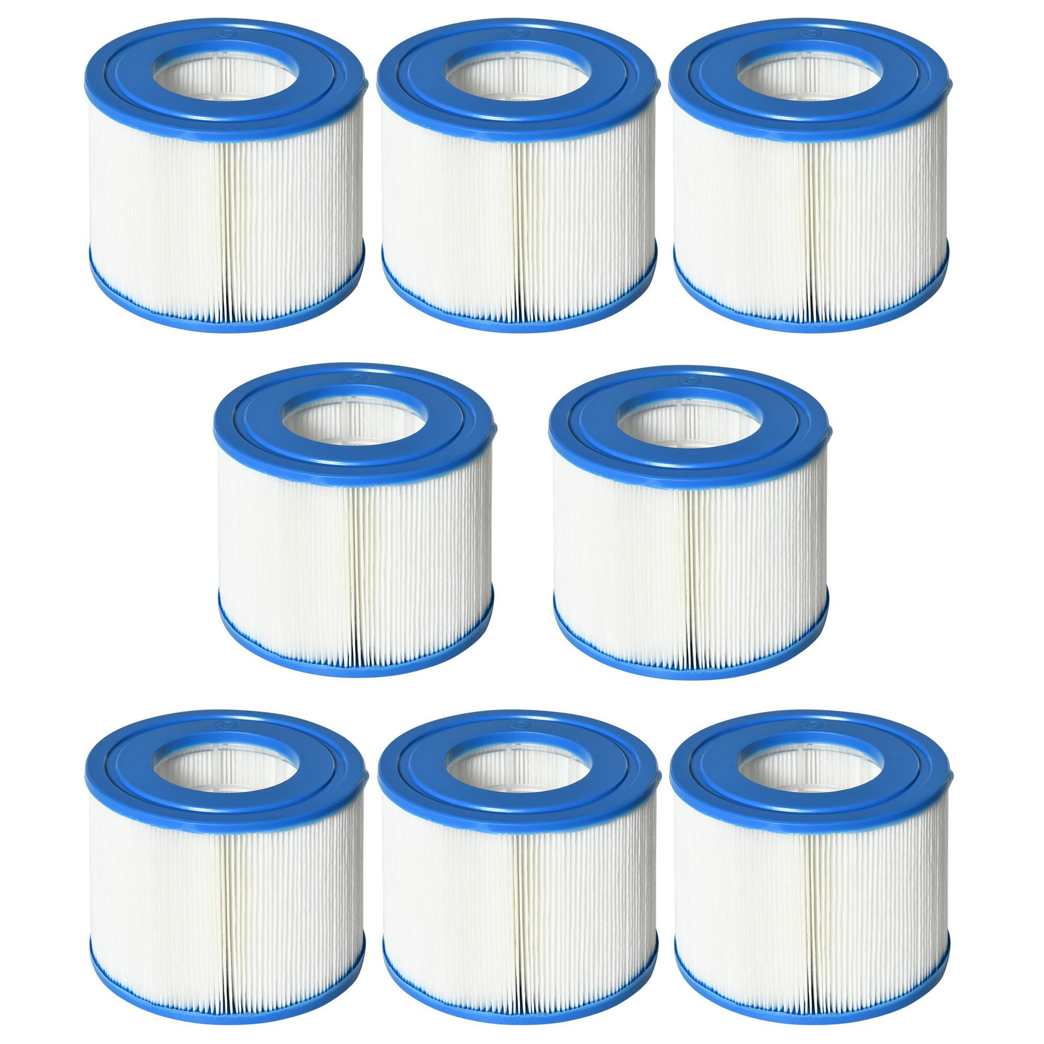 Voir la diapositive 1 : OUTSUNNY Lot de 8 cartouches filtrantes pour spa - cartouches de filtration - PP bleu fibres Dacron blanc