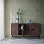 Voir la diapositive 3 : SWEEEK Buffet de rangement effet bois foncé. Bazalt. quatre portes. deux étagères. buffet haut. vaisselier. L 157.5 x l 39 x H 83cm