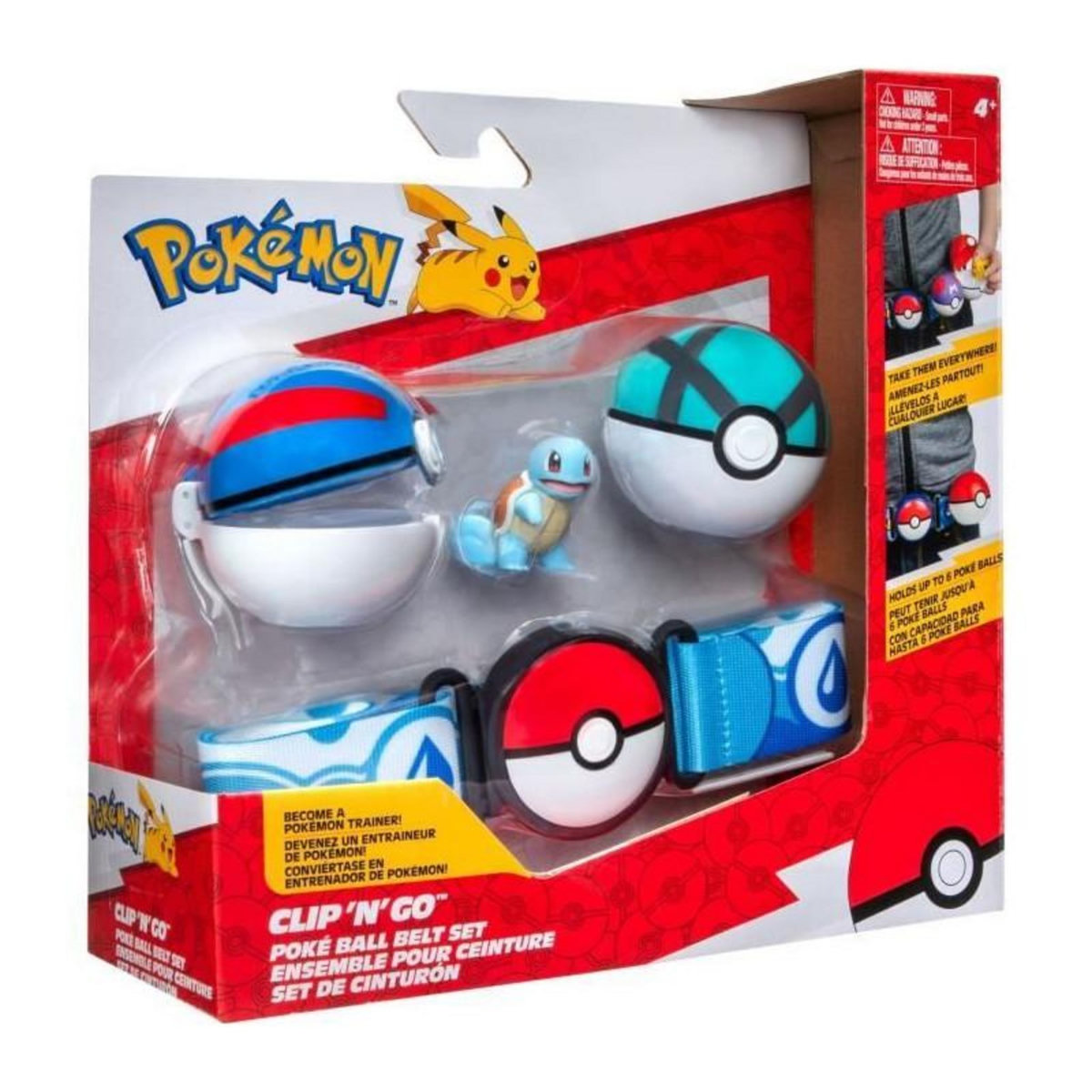 BANDAI Ceinture - BANDAI - Pokémon Clip ‘N' Go - 1 ceinture, 2 Poké Balls et 1 figurine Carapuce 5 cm