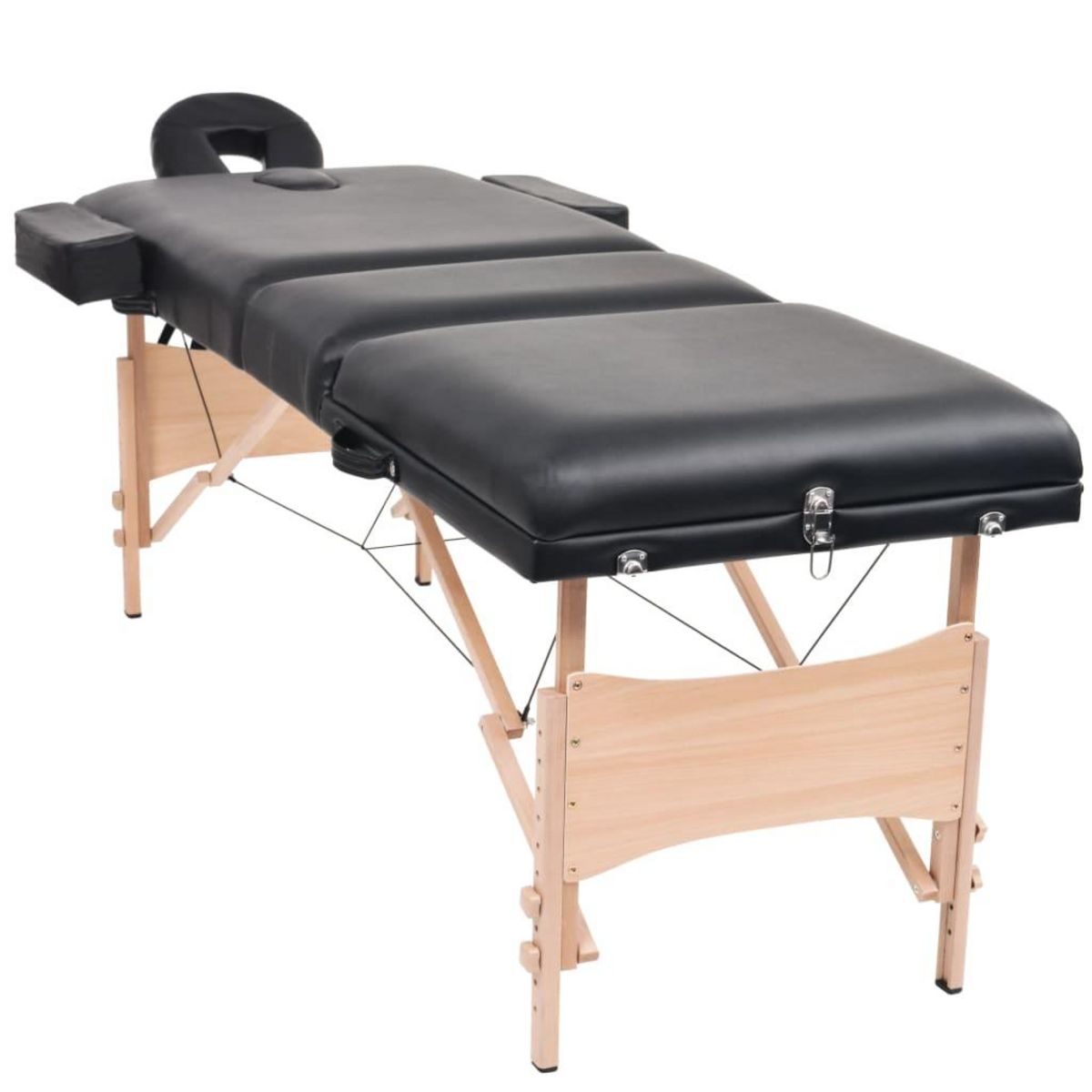VIDAXL Table de massage pliable a 3 zones 10 cm d'epaisseur Noir