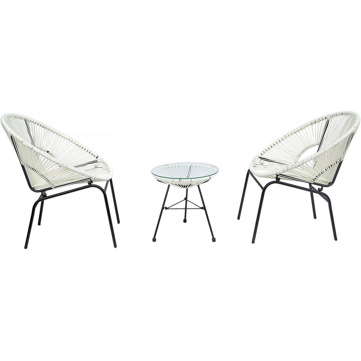 Habitat et Jardin Salon de jardin acapulco  Poli - 2 places - Blanc