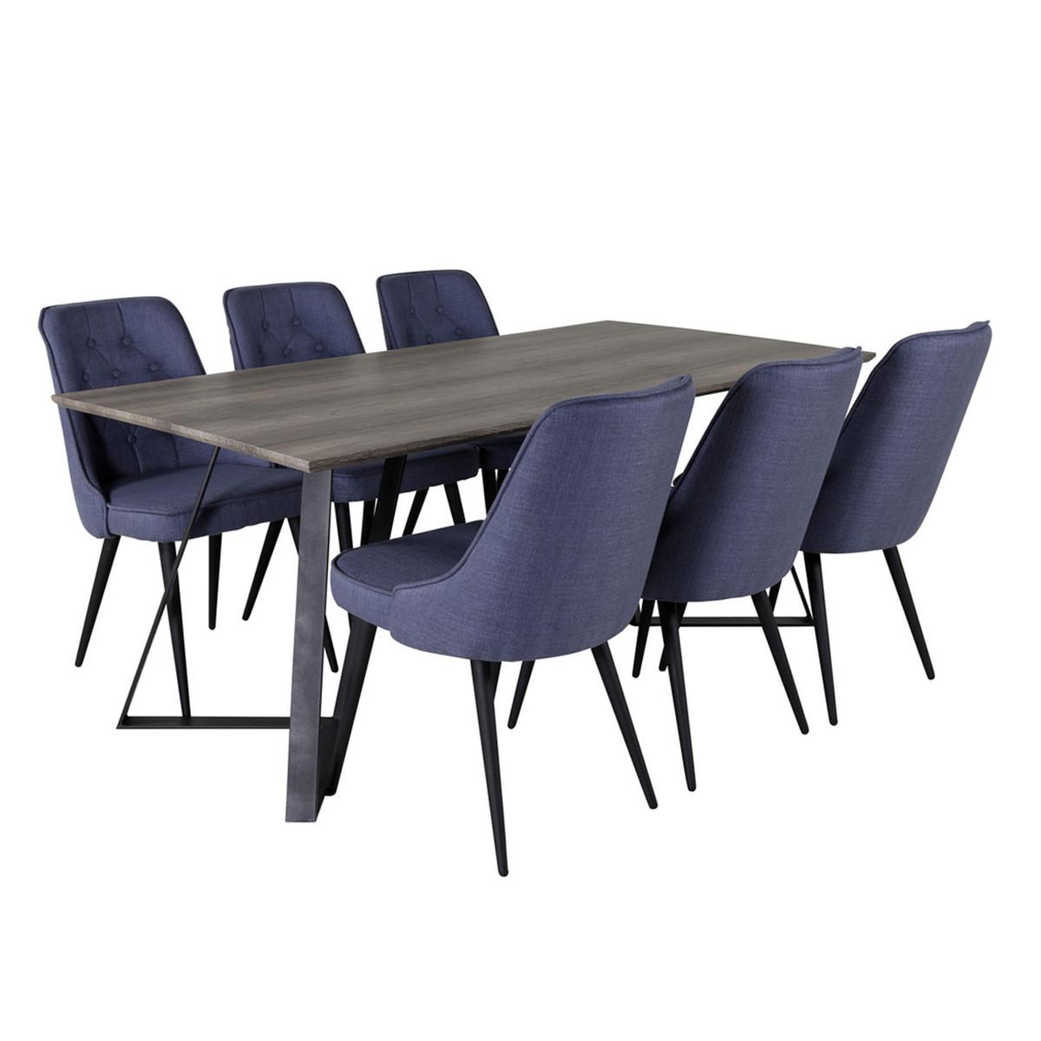 Paris Prix Ensemble table à manger & 6 chaises  marina & deluxe  180cm naturel & bleu
